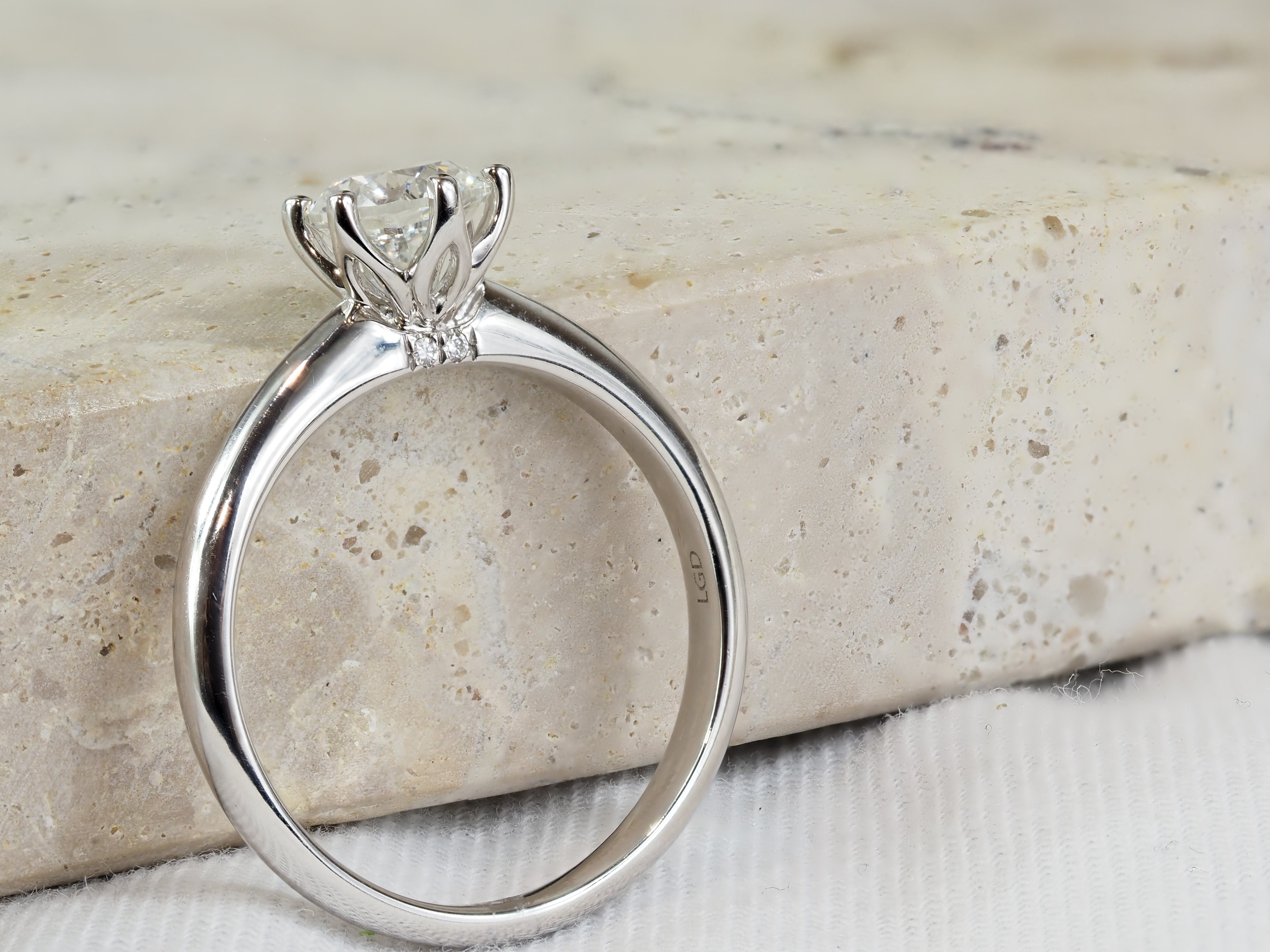 14ct White Gold Round Lab-Grown Diamond Engagement Ring, 1.02ct Total