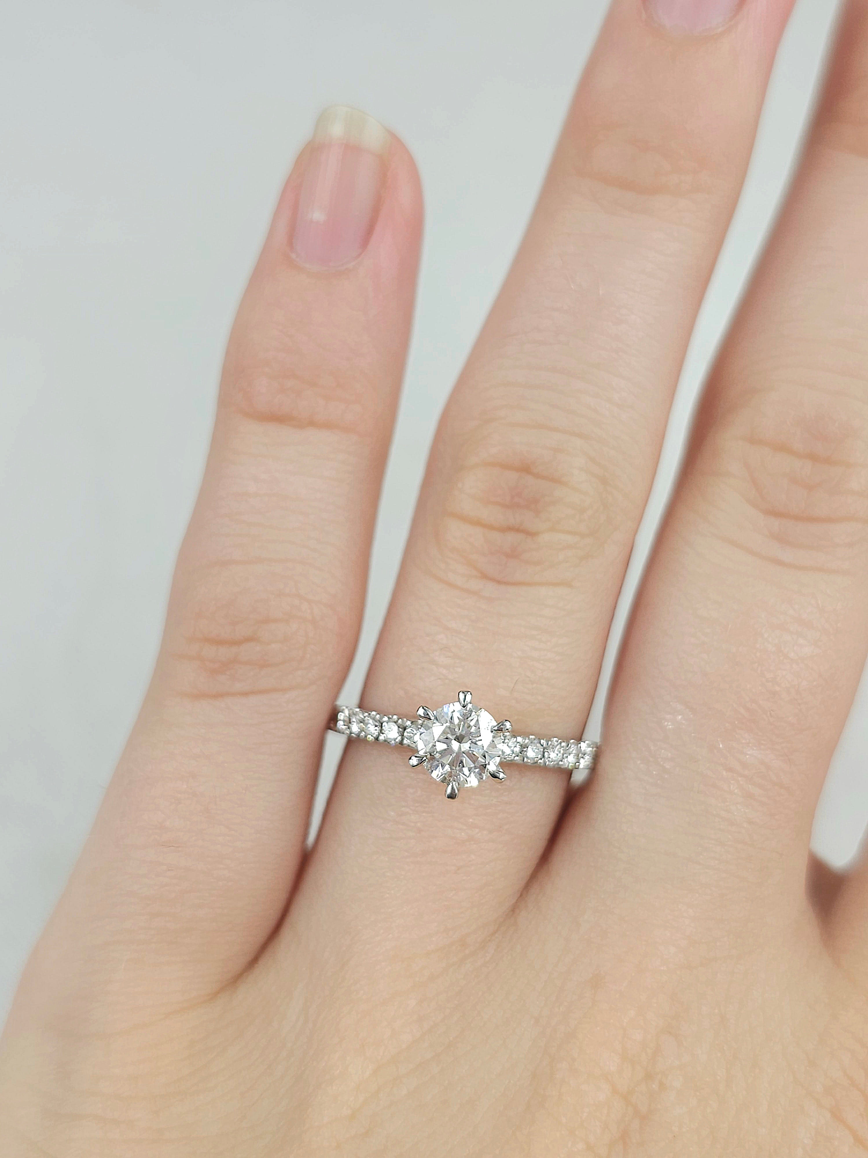 18ct Yellow and White Gold Round Brilliant Cut Diamond Engagement Ring, 0.71ct Centre