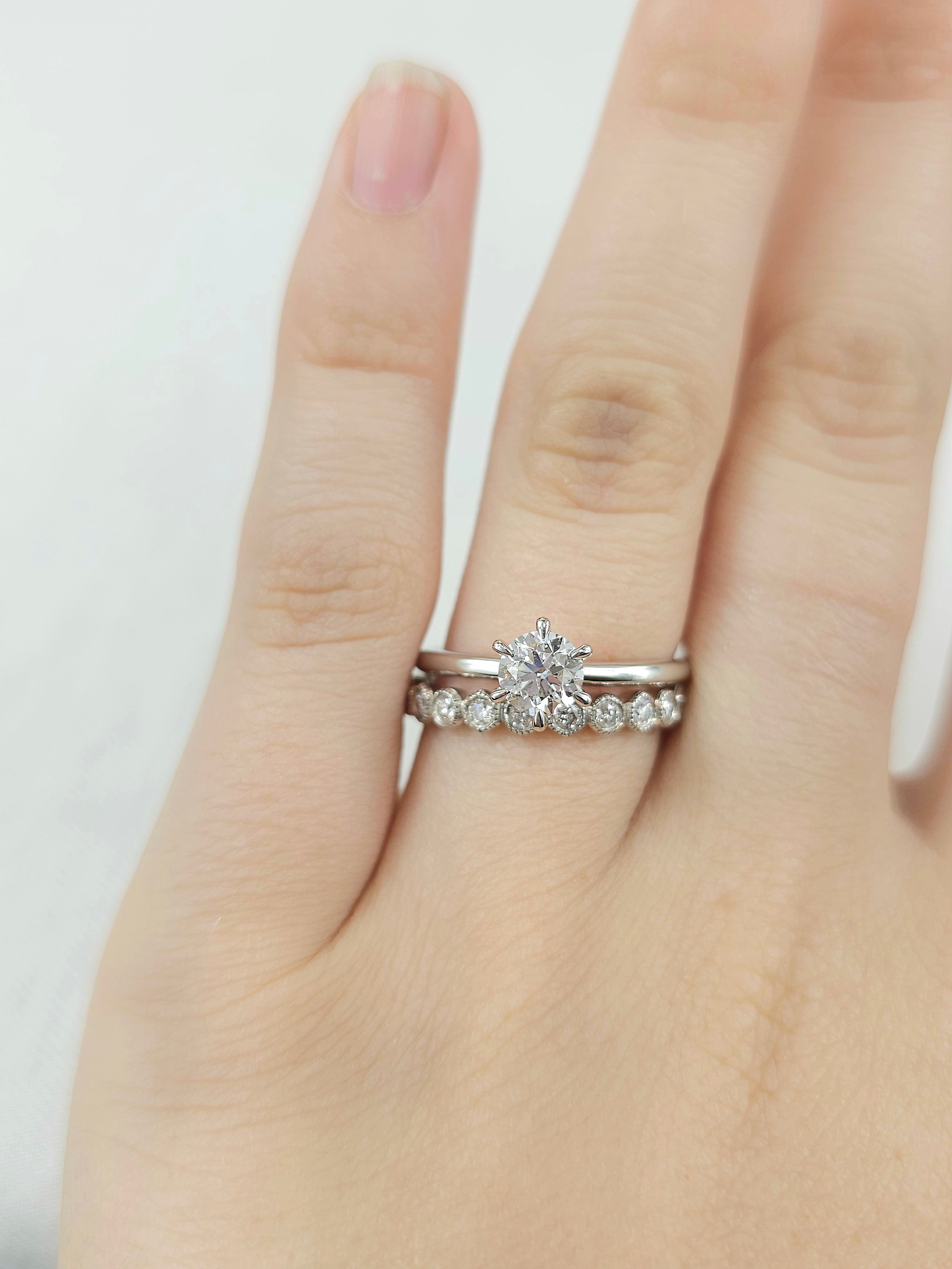 18ct White Gold Vintage Style Round Brilliant Cut Diamond Band, 0.36ct total