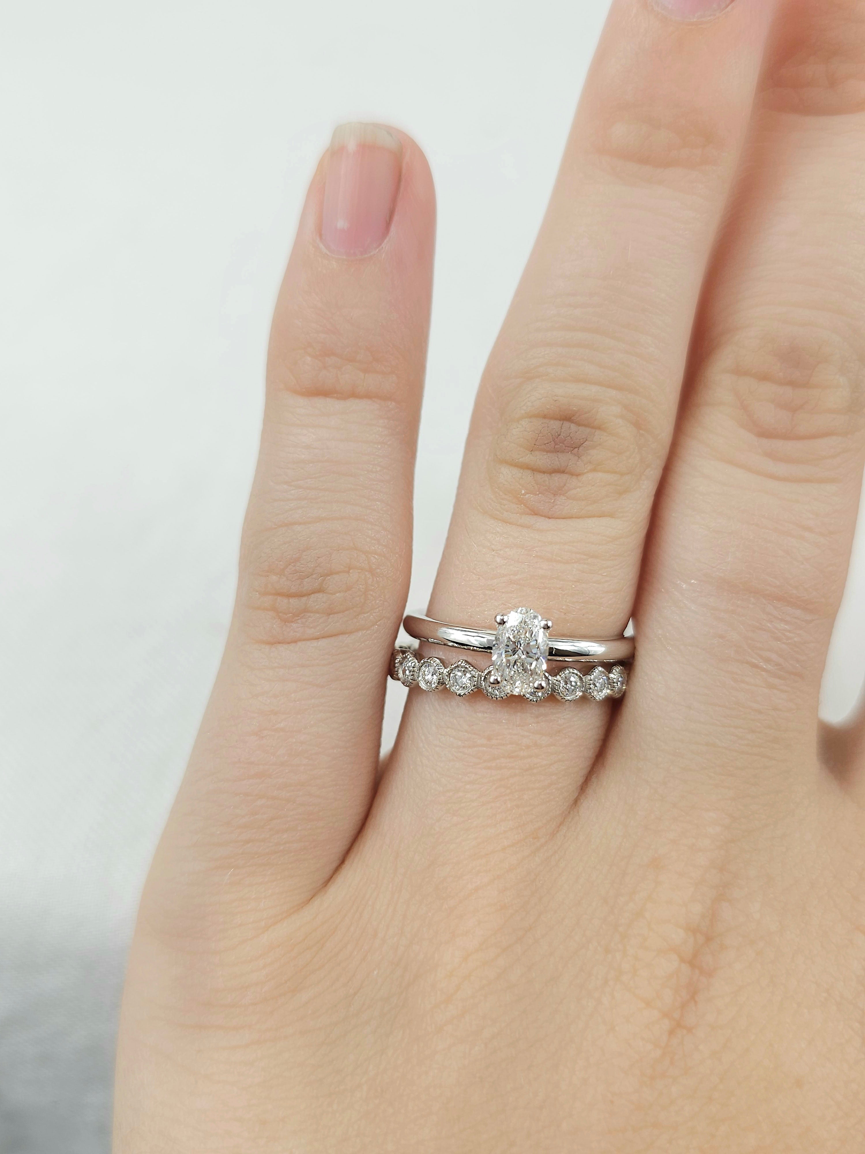 18ct White Gold Vintage Style Round Brilliant Cut Diamond Band, 0.36ct total