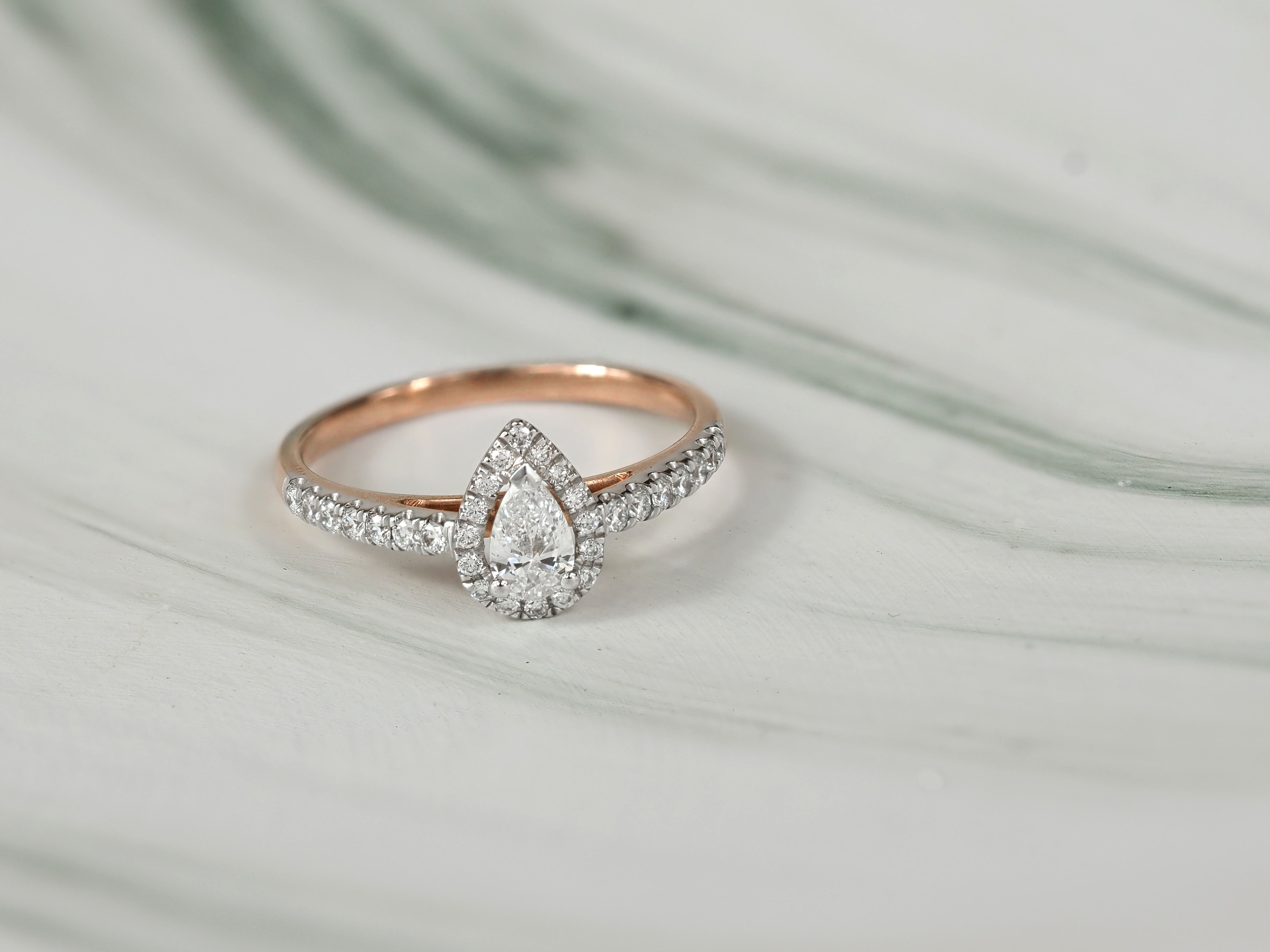 9ct Rose and White Gold Pear Cut Diamond Engagement Ring, 0.26ct Centre