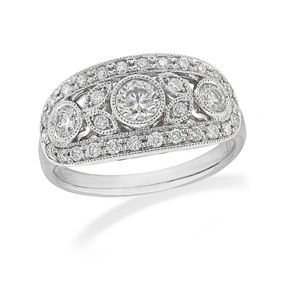18ct White Gold Vintage art deco Diamond ring, 1.01 carats.