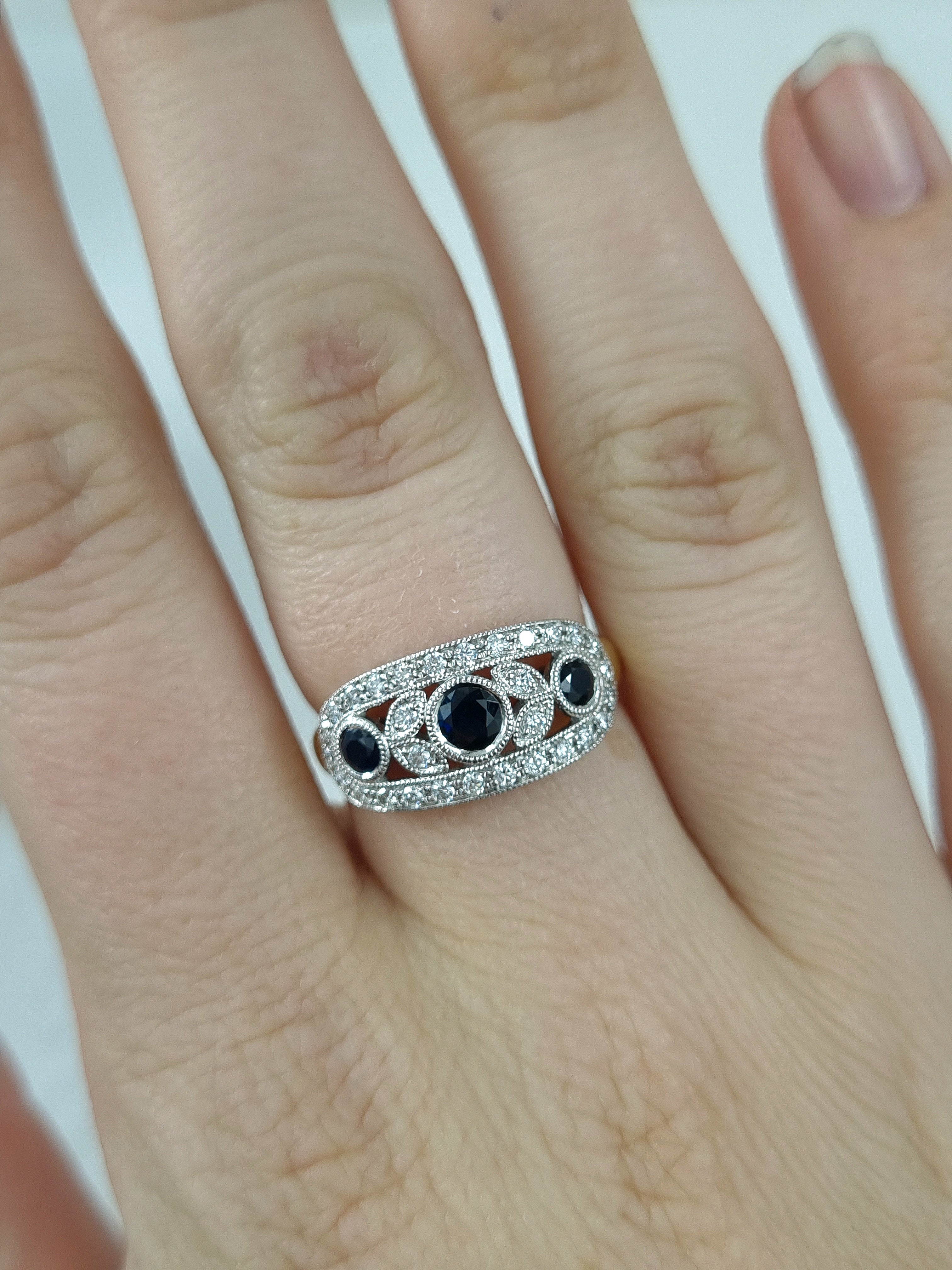 18ct Yellow and White Gold Sapphire and Diamond ring