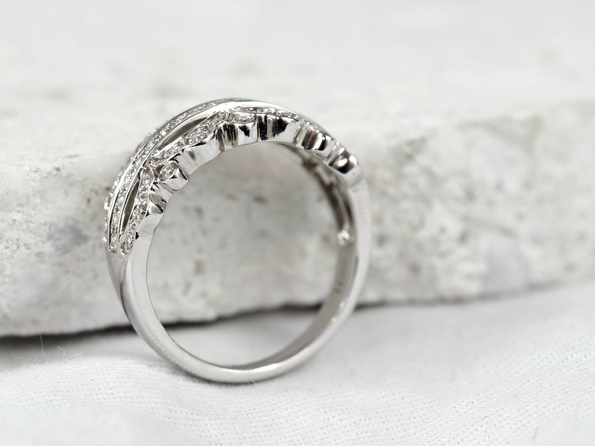 9ct White Gold Filagree Diamond Dress Ring, 0.37ct Total