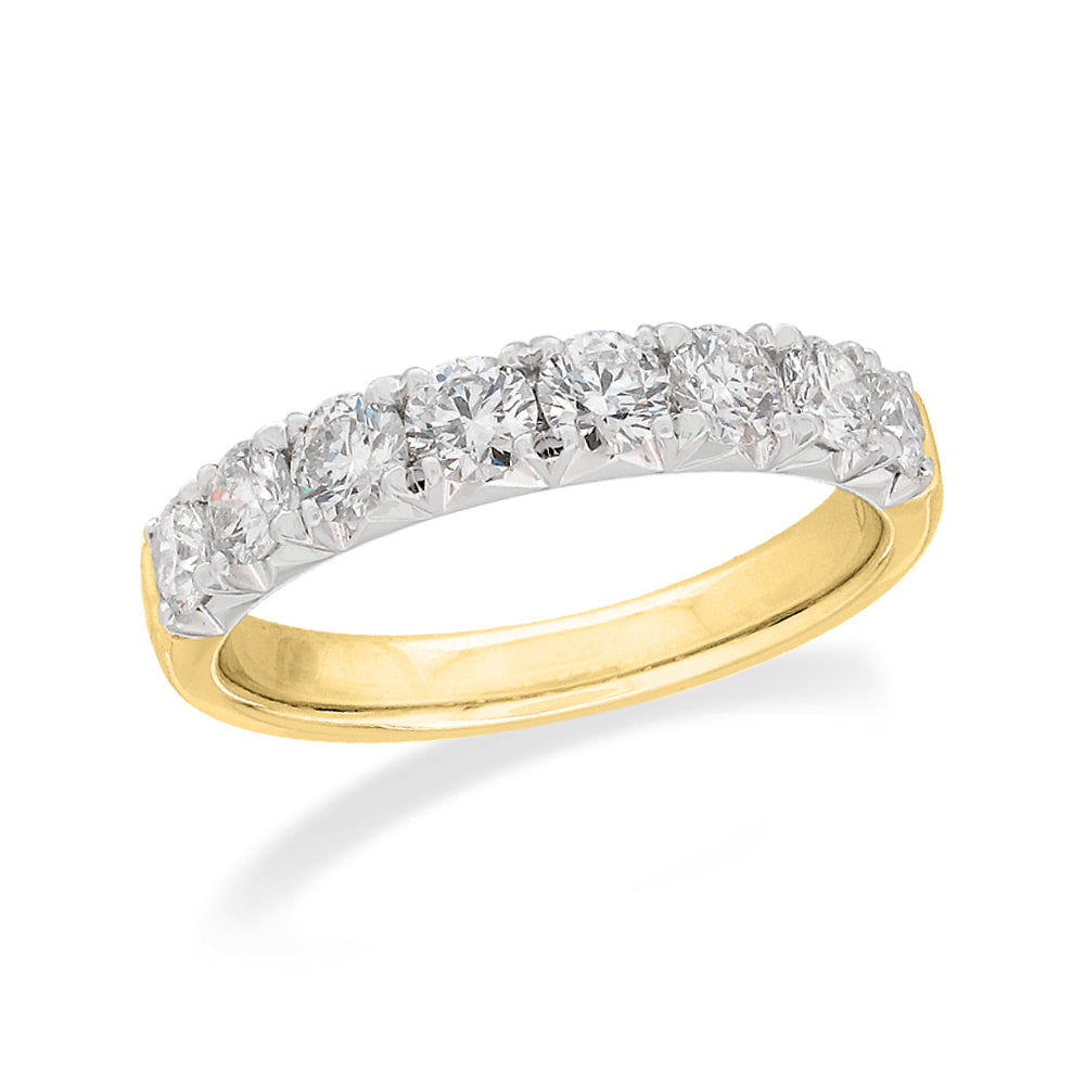 18ct Yellow and White Gold Round Brilliant cut Diamond band, 1.01ct total