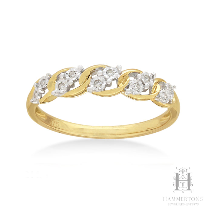 9ct Yellow and White Gold Diamond Ring, 0.033ct total