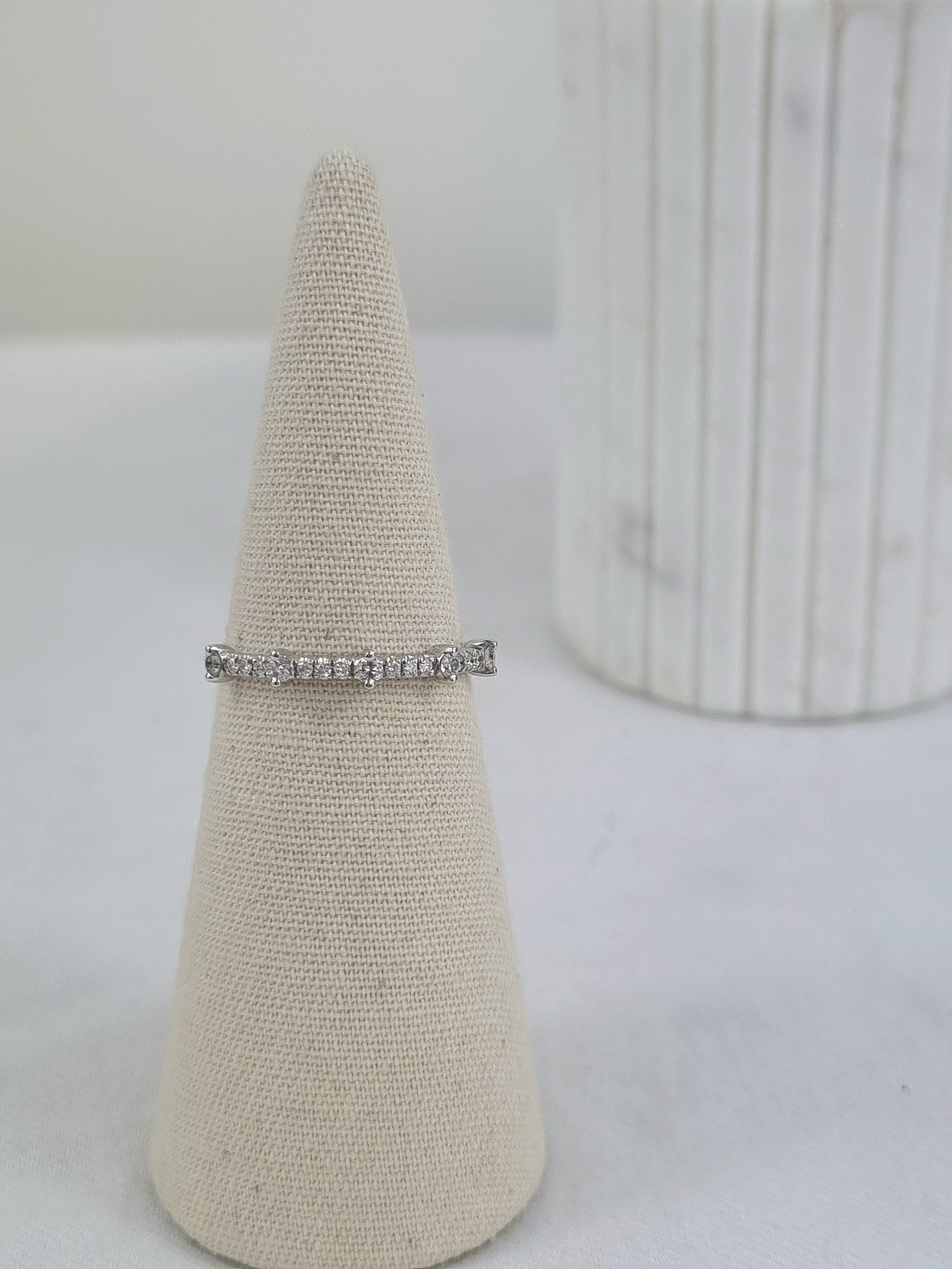 9ct White Gold Diamond claw set stacker ring