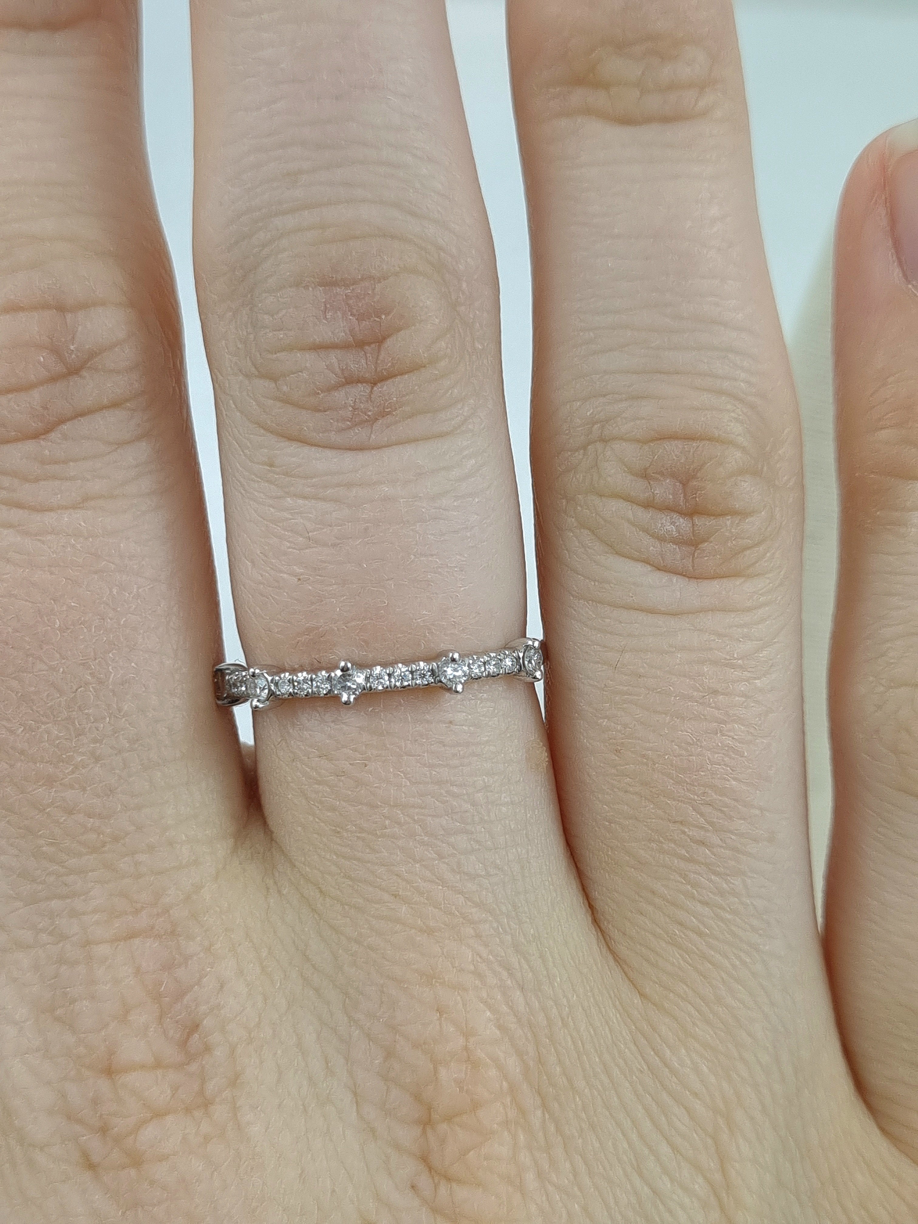 9ct White Gold Diamond claw set stacker ring