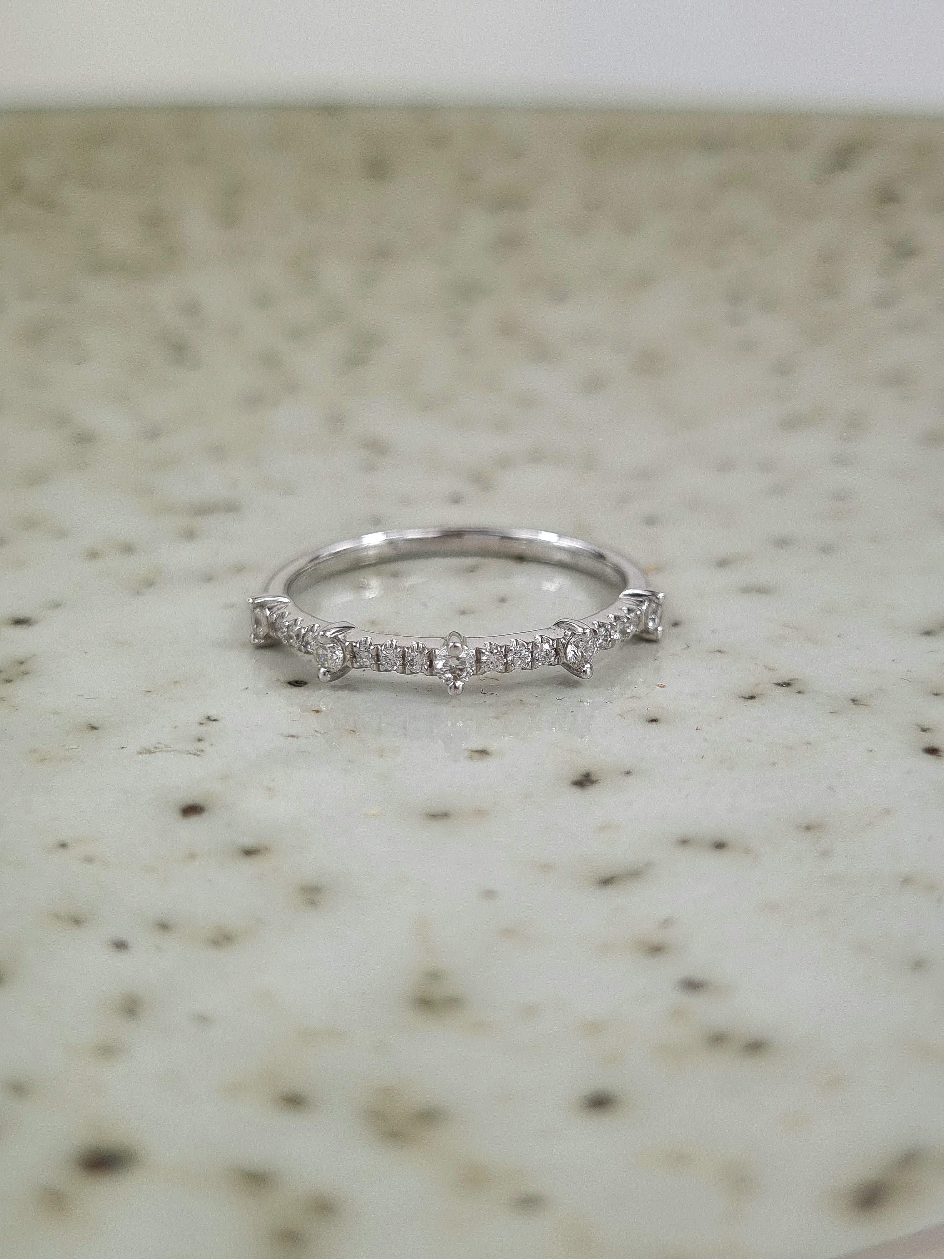 9ct White Gold Diamond claw set stacker ring