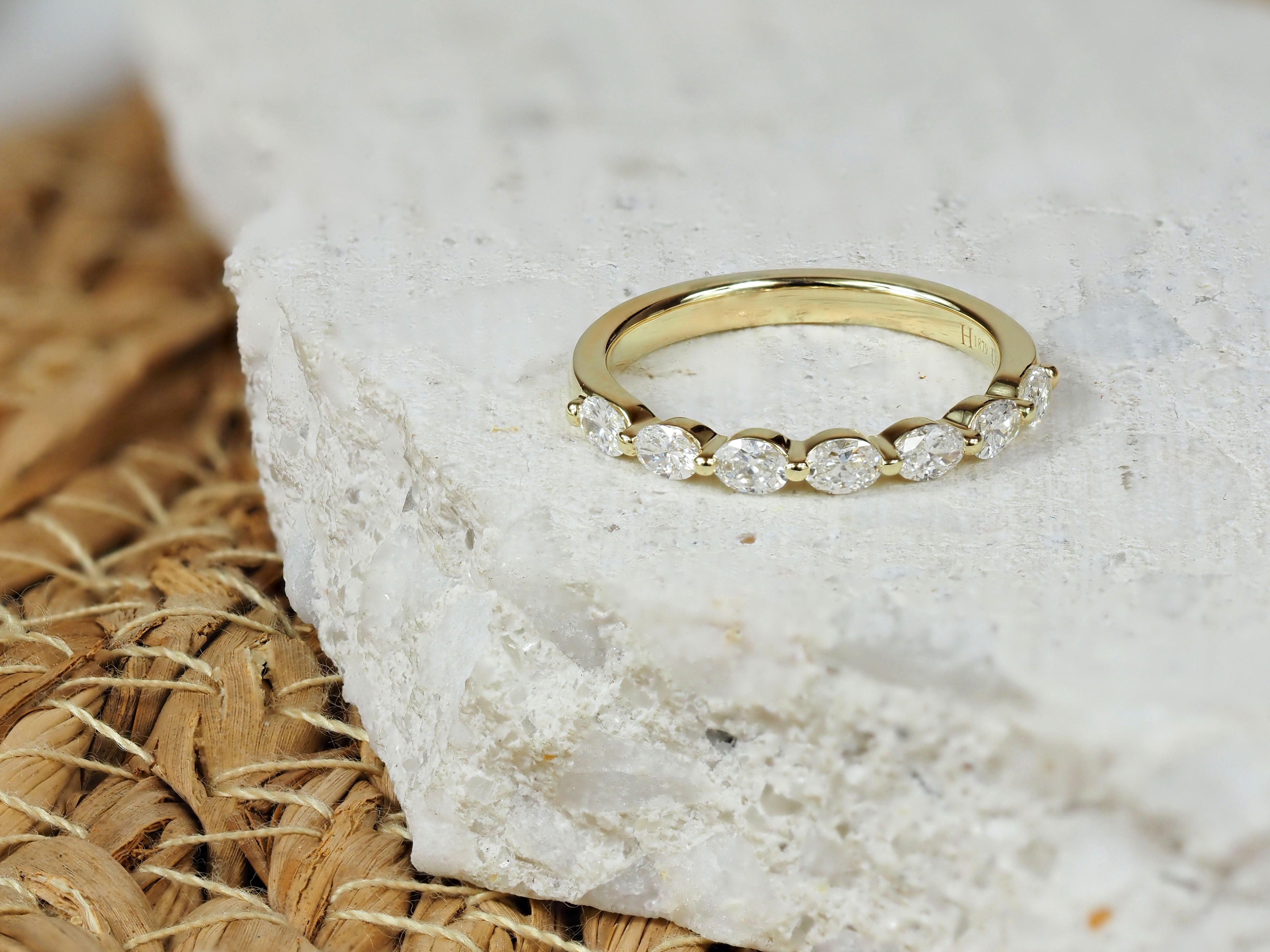 9ct Yellow Gold Lab-Grown Oval Diamond Ring, 0.66ct Total