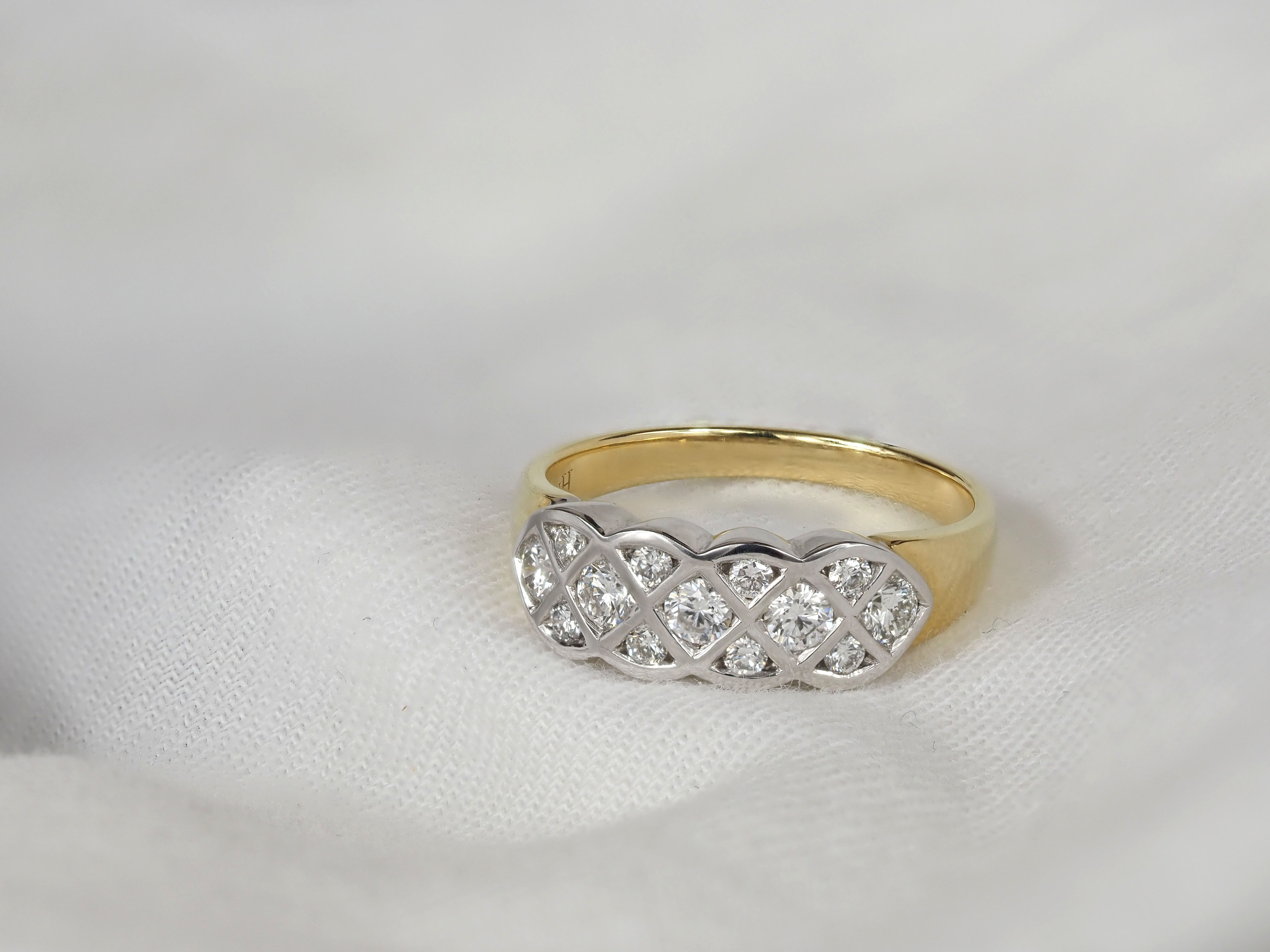 18ct Yellow and White Gold Diamond ring, 0.56ct total