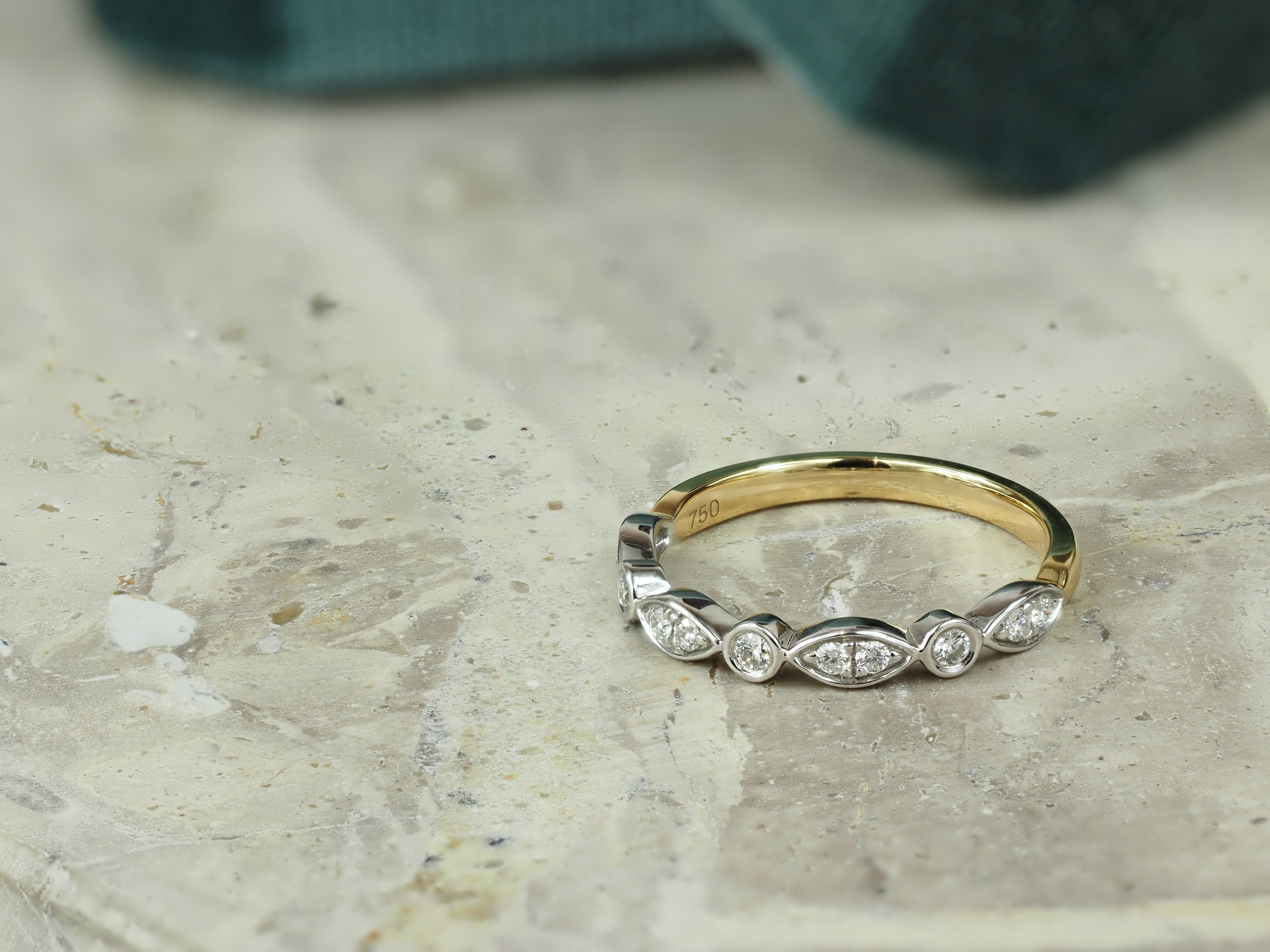 18ct Yellow and White Gold Round and Marquise Shaped Diamond Ring, 0.20ct Total