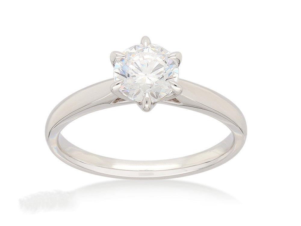 18ct White Gold Round Brillant cut Diamond Engagement Ring, 0.70ct Centre