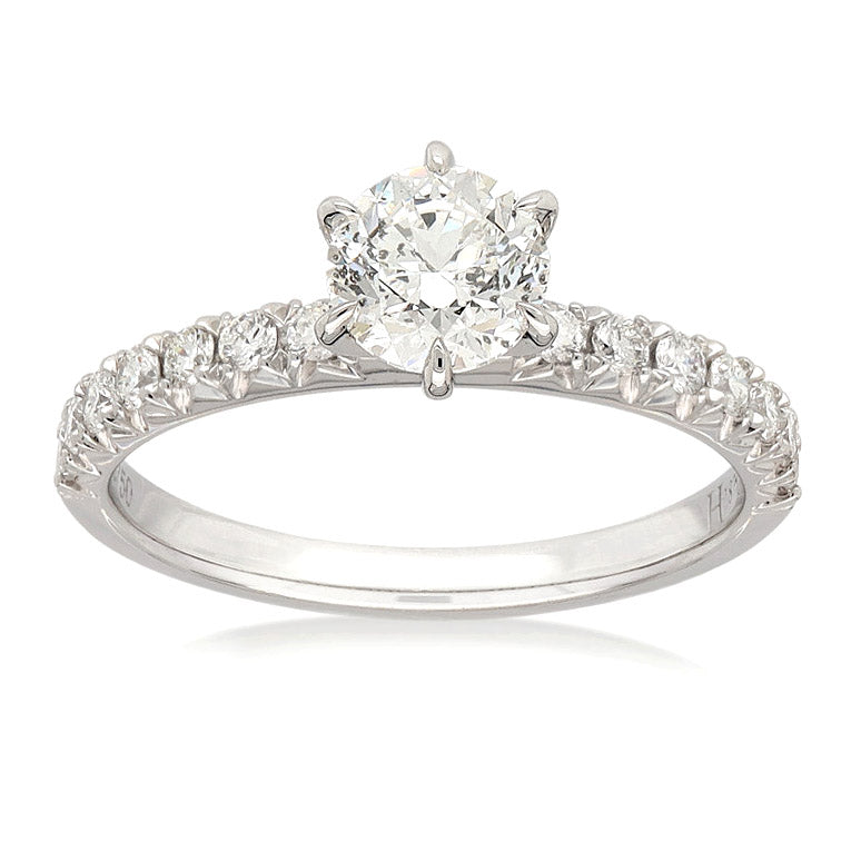 18ct White Gold Round Brillant Cut Diamond Engagement Ring, 0.70ct Centre