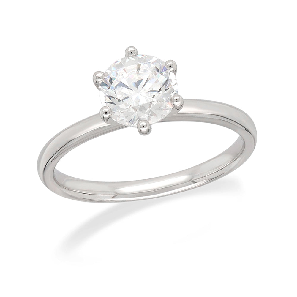 18ct White Gold Round Lab-Grown Brilliant cut Diamond Engagement ring, 1.56ct centre