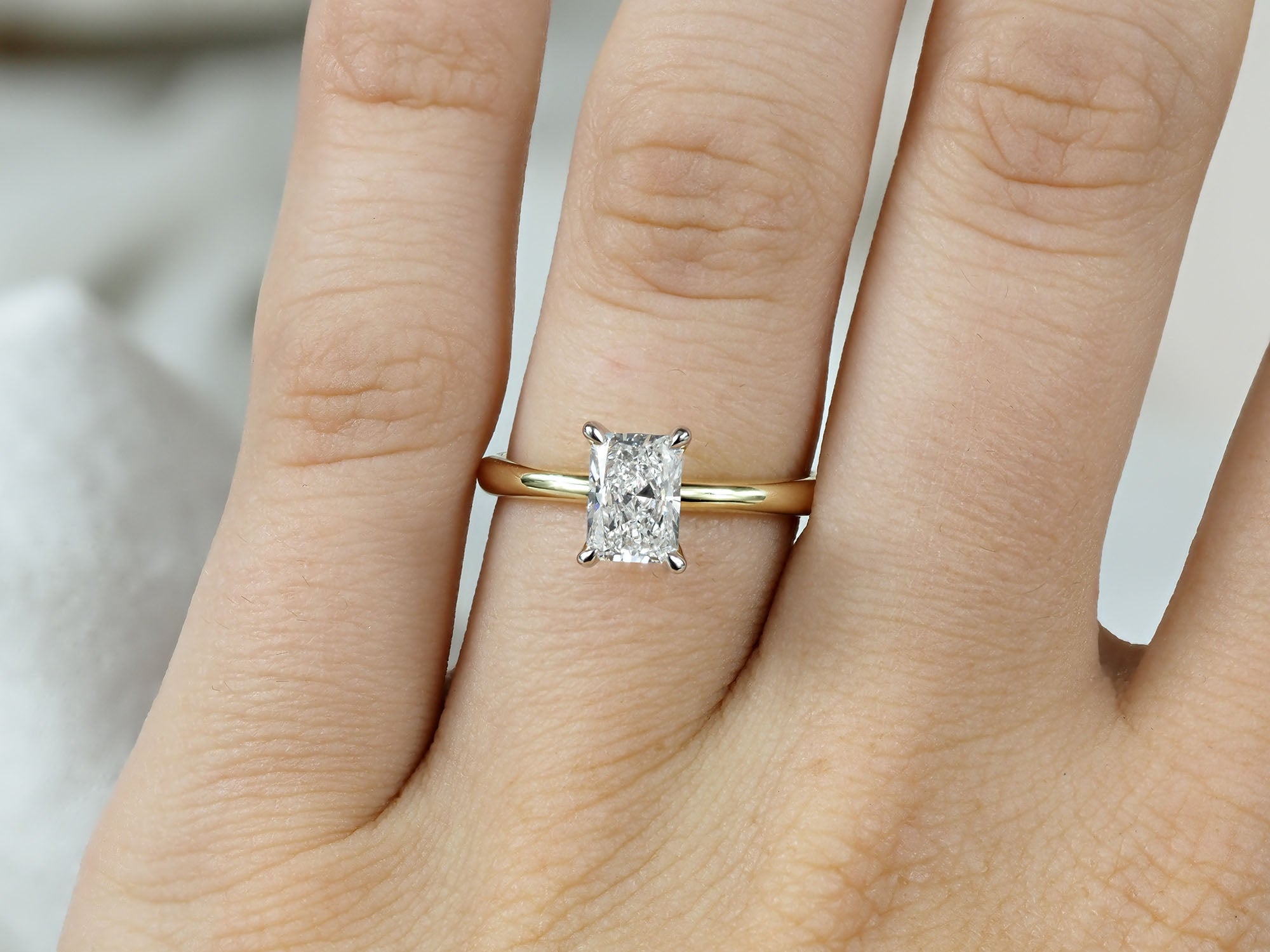 9ct Yellow and White Gold Radiant Cut Lab-Grown Engagement Ring, 1.02ct