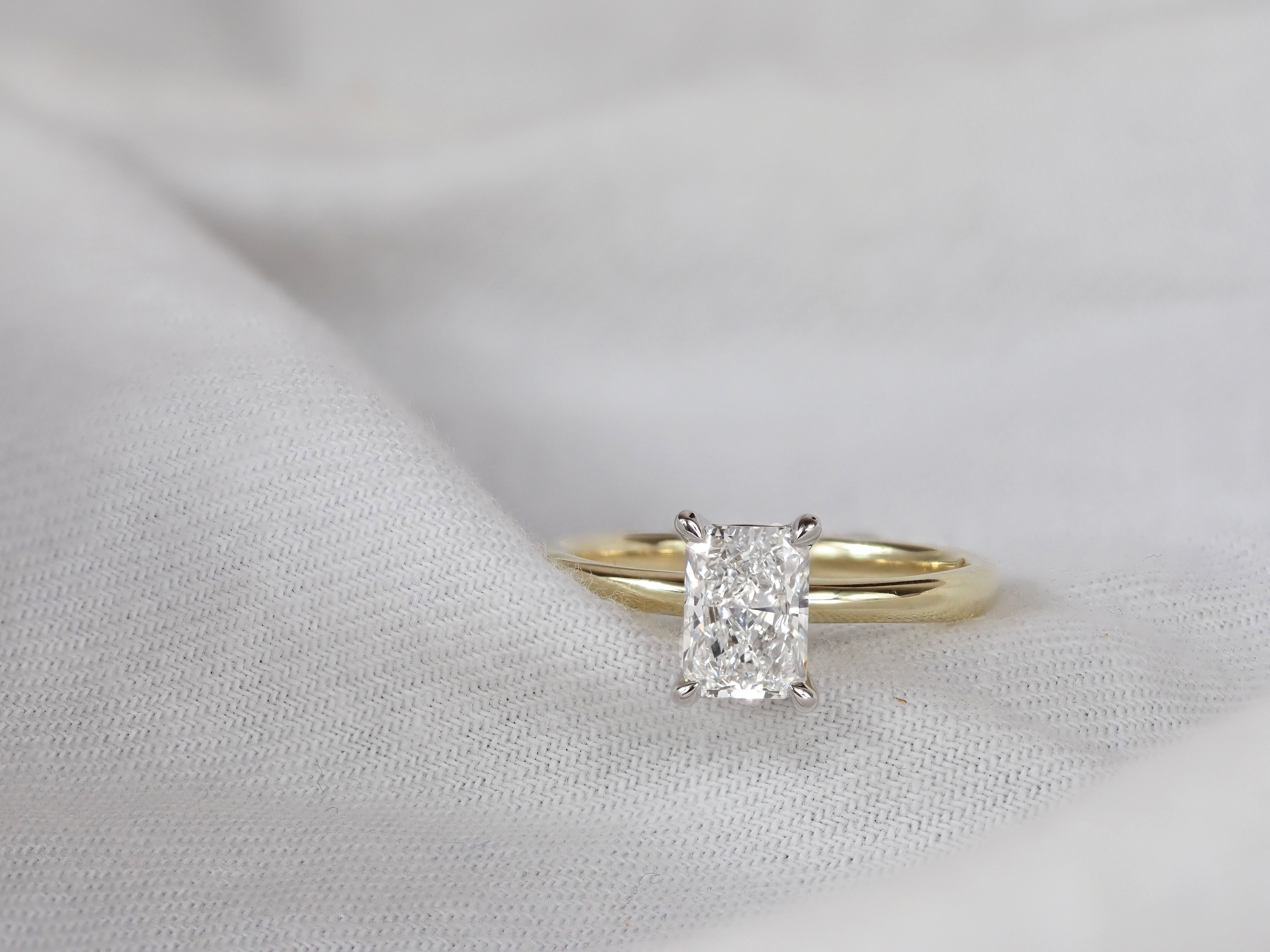 9ct Yellow and White Gold Radiant Cut Lab-Grown Engagement Ring, 1.02ct
