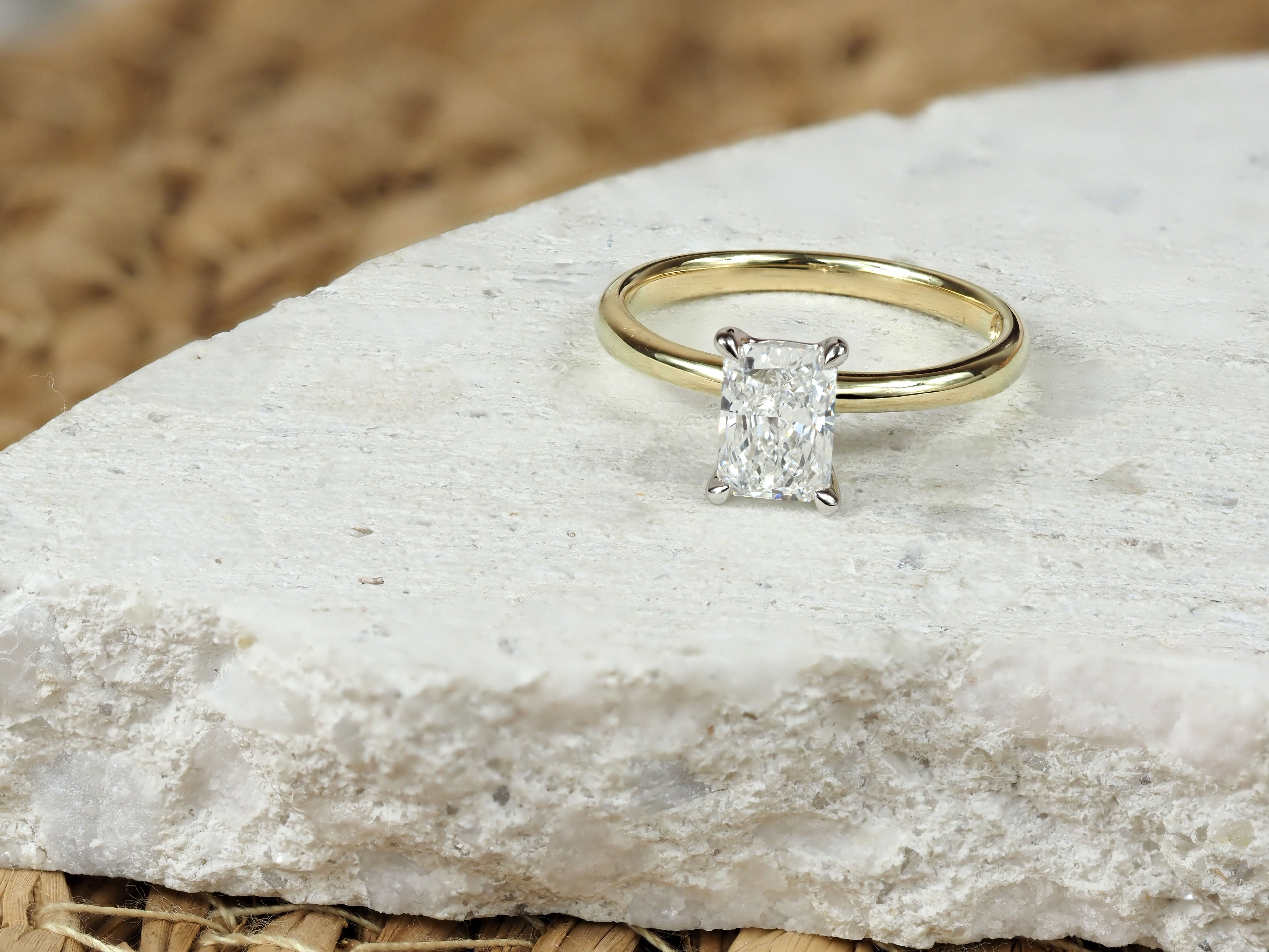 9ct Yellow and White Gold Radiant Cut Lab-Grown Engagement Ring, 1.02ct