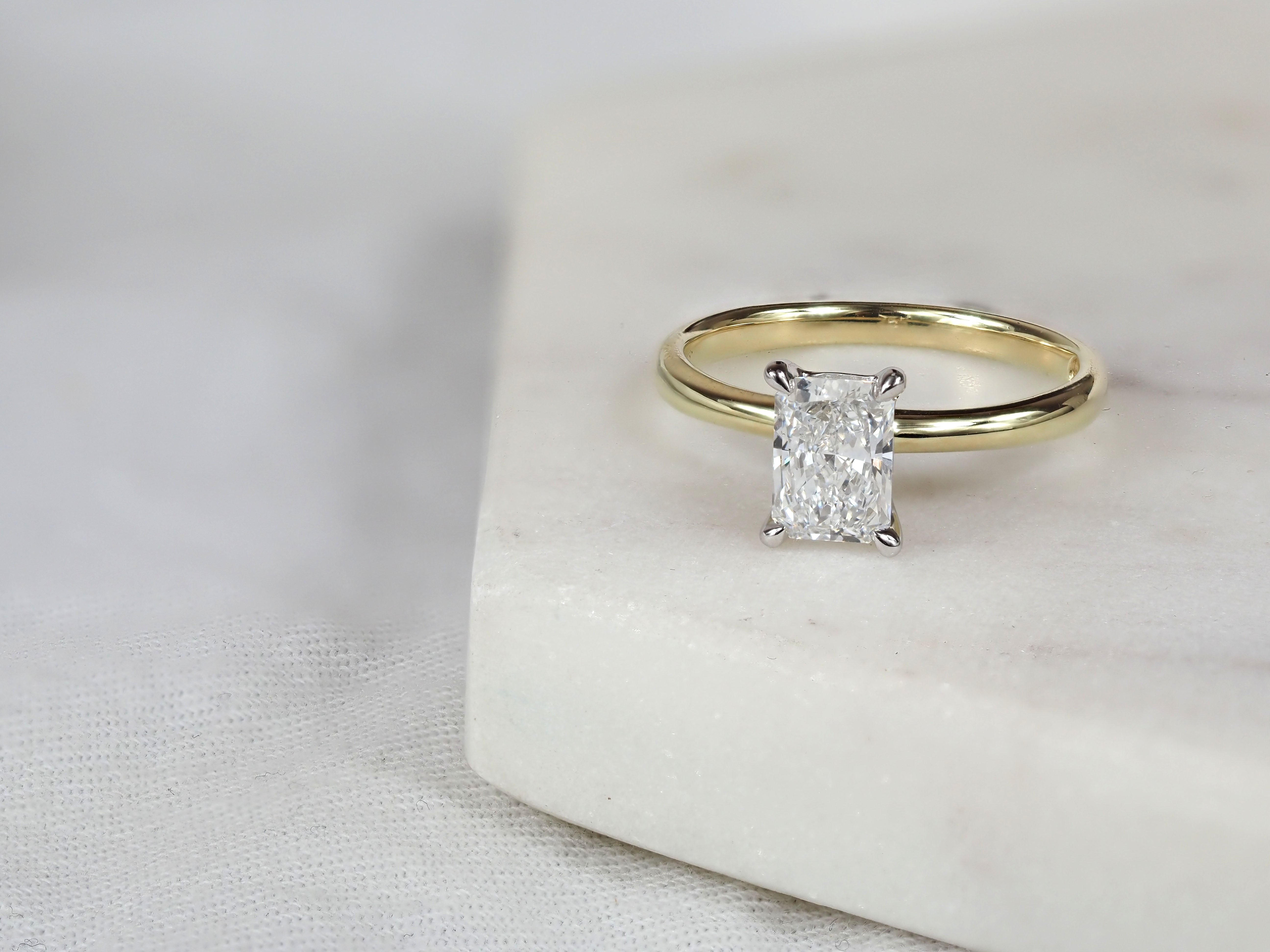 9ct Yellow and White Gold Radiant Cut Lab-Grown Engagement Ring, 1.02ct