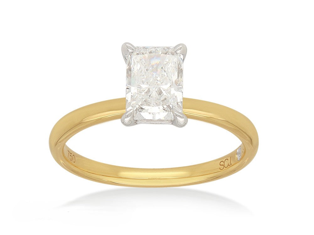 9ct Yellow and White Gold Radiant Cut Lab-Grown Engagement Ring, 1.02ct