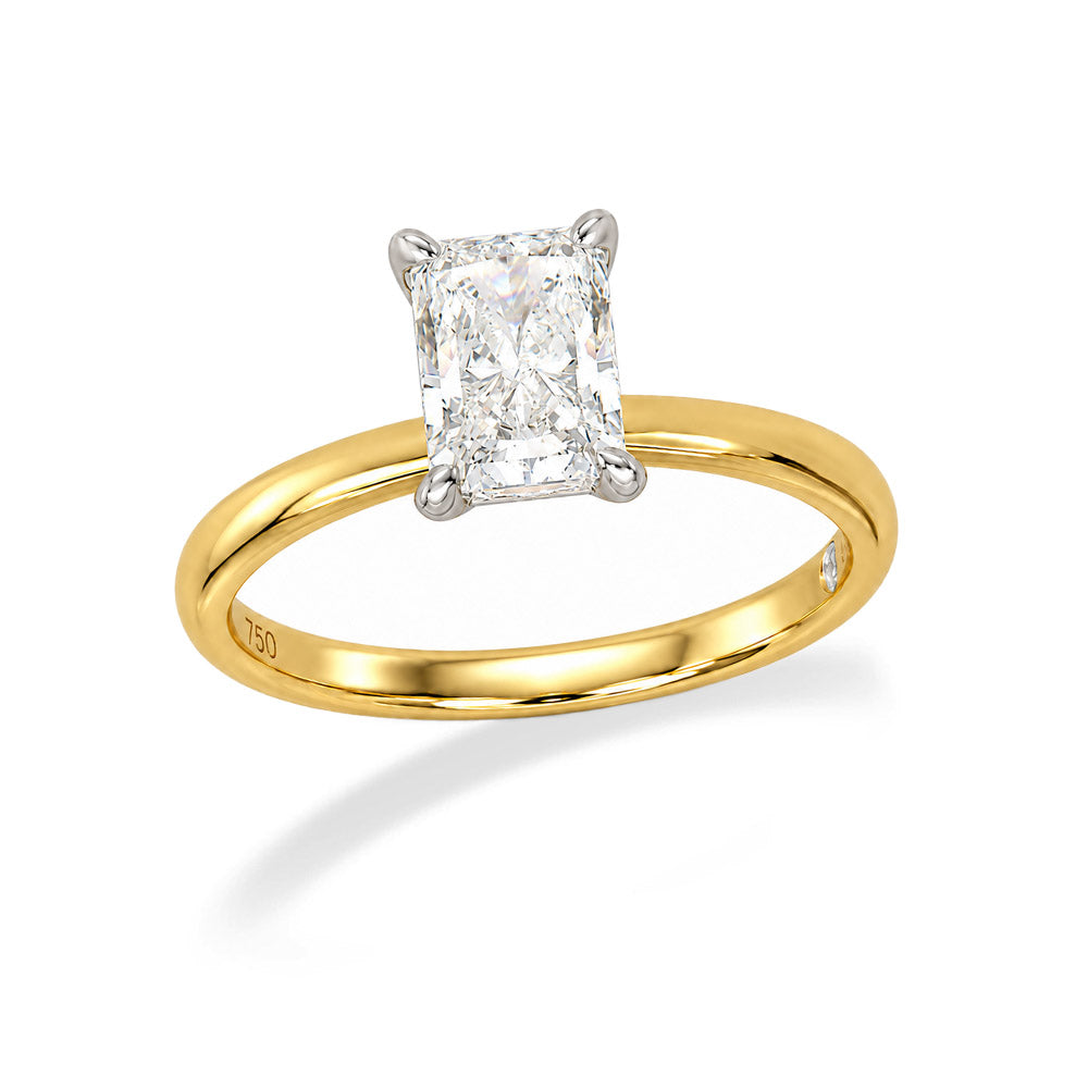 9ct Yellow and White Gold Radiant Cut Lab-Grown Engagement Ring, 1.02ct