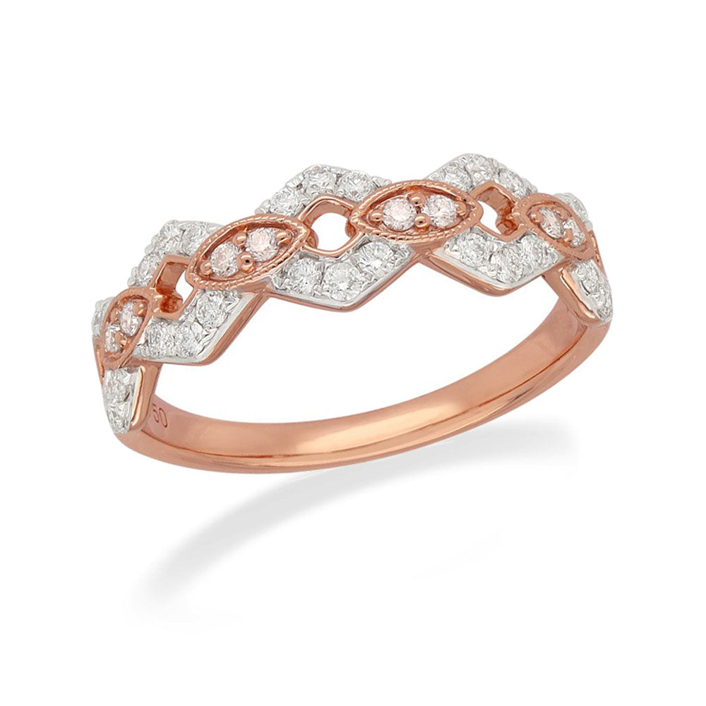 18ct Rose and White Gold Pink Diamond and Diamond ring, 0.40ct total