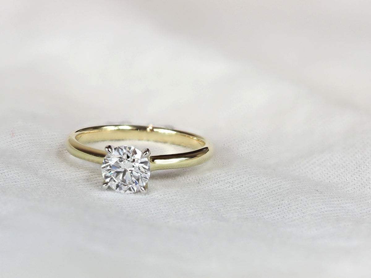 9ct Yellow and White Gold Lab-Grown Diamond Engagement Ring, 1ct Centre