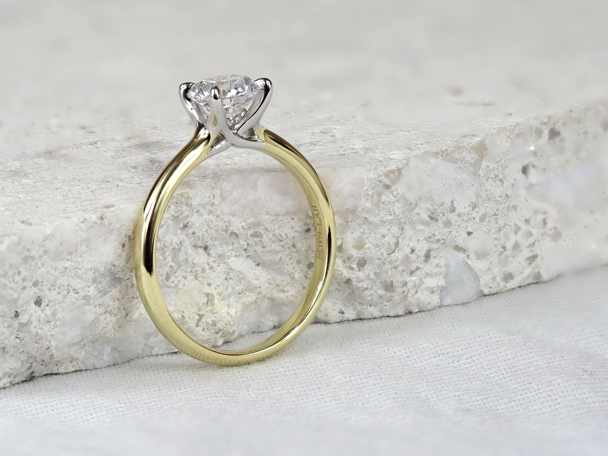 9ct Yellow and White Gold Lab-Grown Diamond Engagement Ring, 1ct Centre
