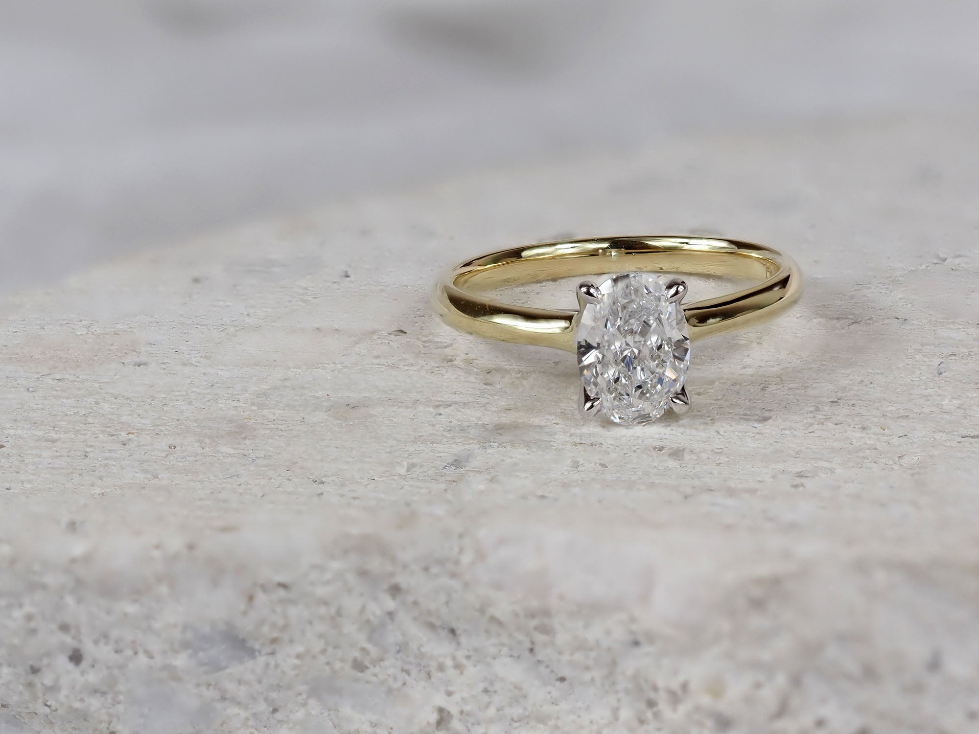 9ct Yellow and White Gold Lab-Grown Oval Engagement Ring, 1ct Centre