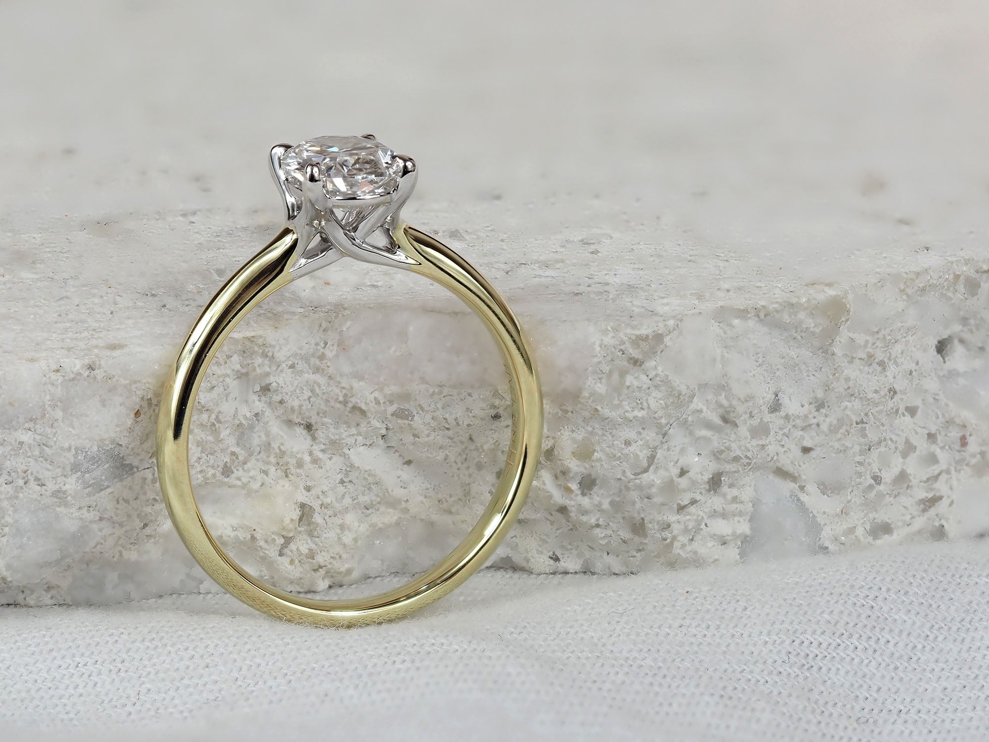 9ct Yellow and White Gold Lab-Grown Oval Engagement Ring, 1ct Centre