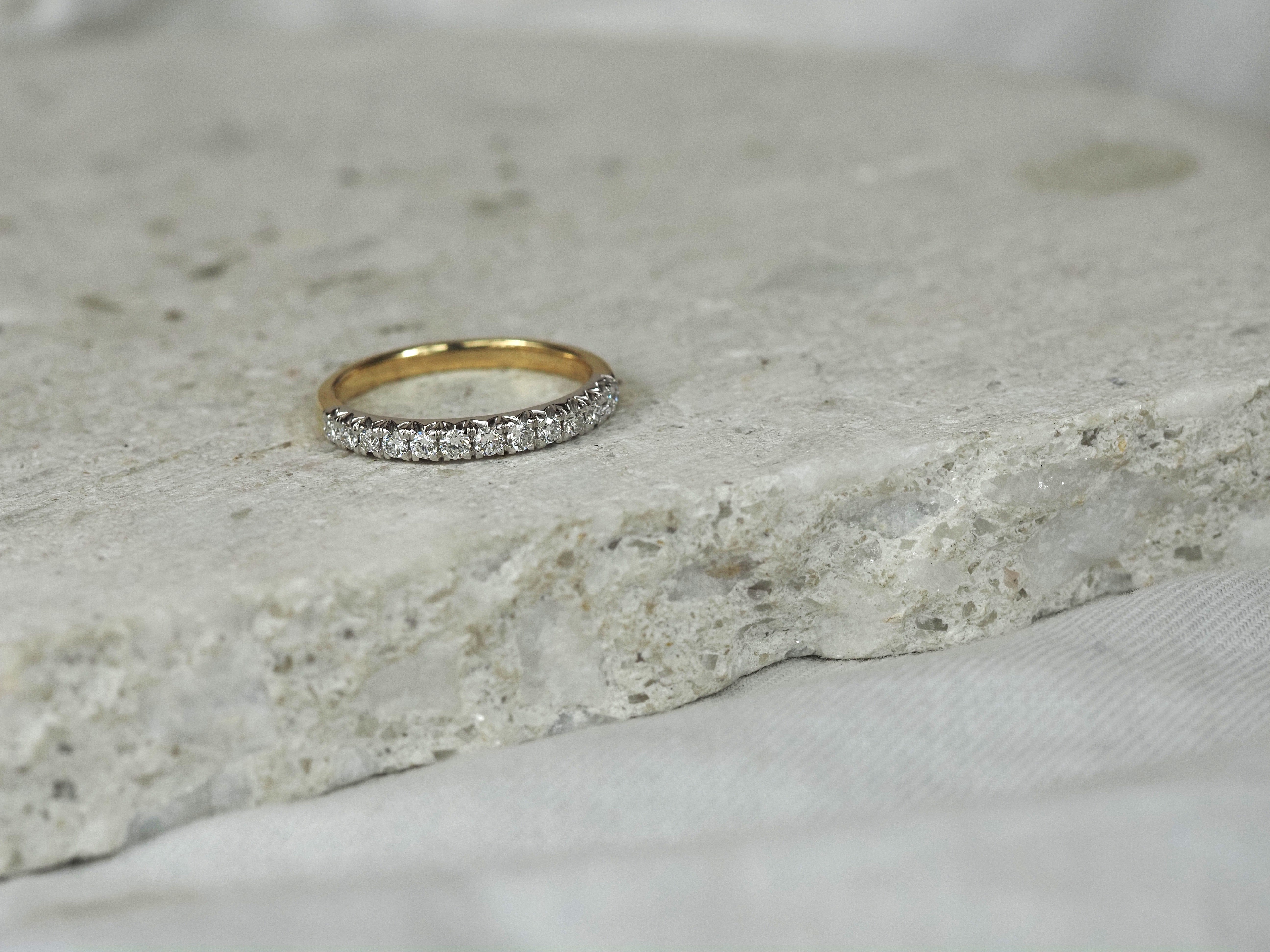 14ct Yellow and White Gold Lab-Grown Round Brilliant Cut Diamond Band, 0.35ct total