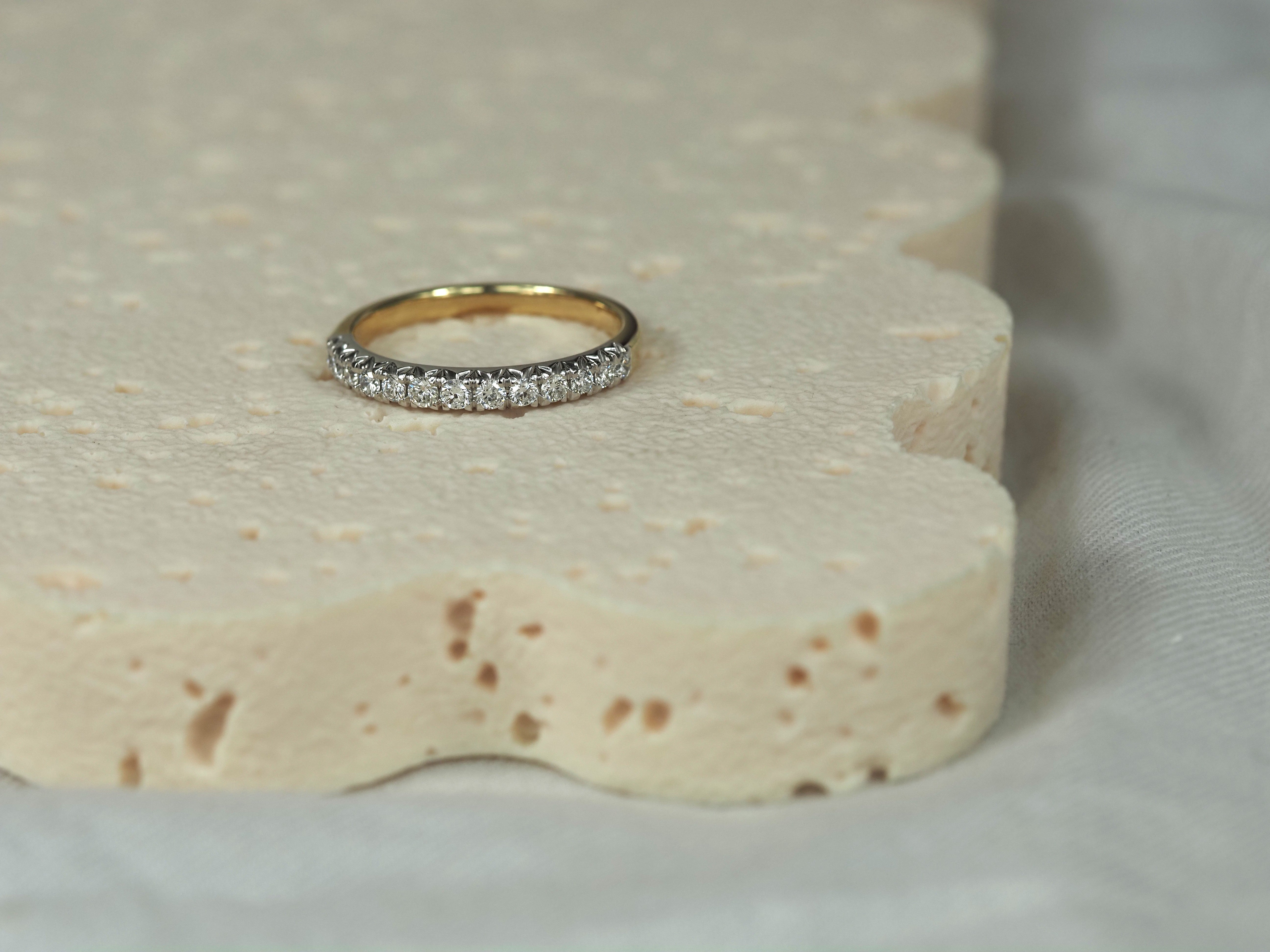 14ct Yellow and White Gold Lab-Grown Round Brilliant Cut Diamond Band, 0.35ct total