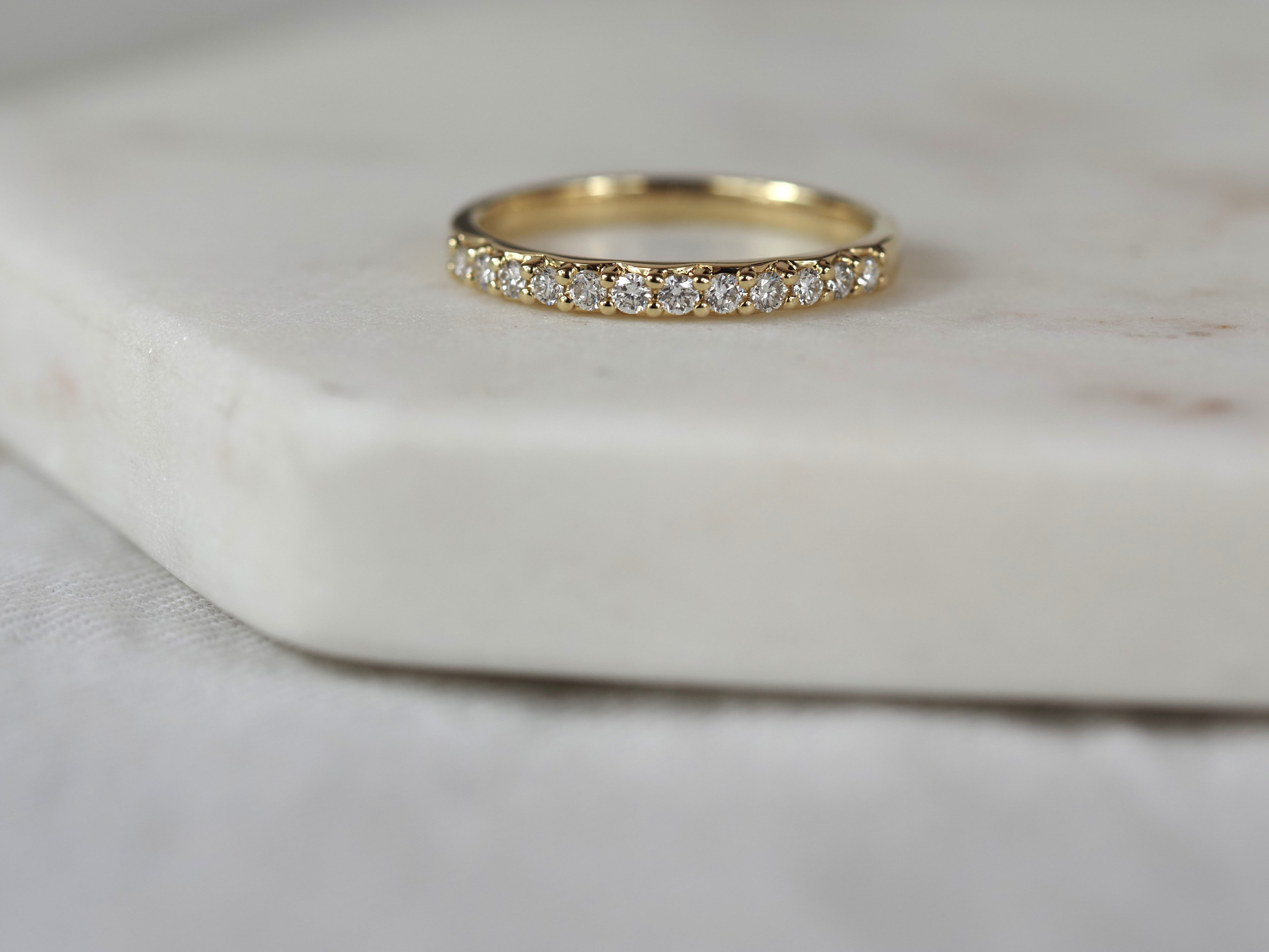 14ct Yellow Gold Lab-Grown Round Brilliant Cut Diamond Band, 0.25ct total