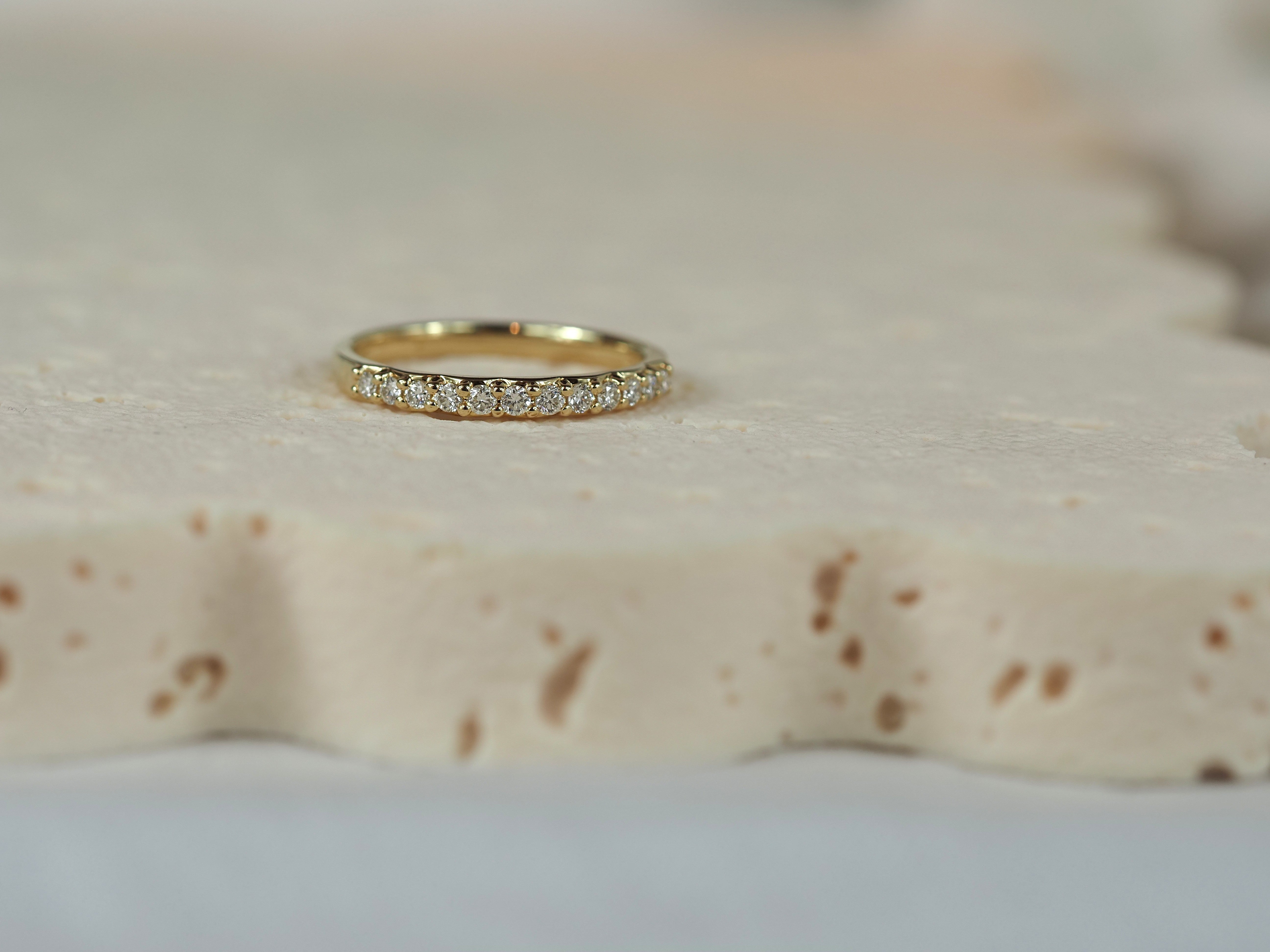 14ct Yellow Gold Lab-Grown Round Brilliant Cut Diamond Band, 0.25ct total