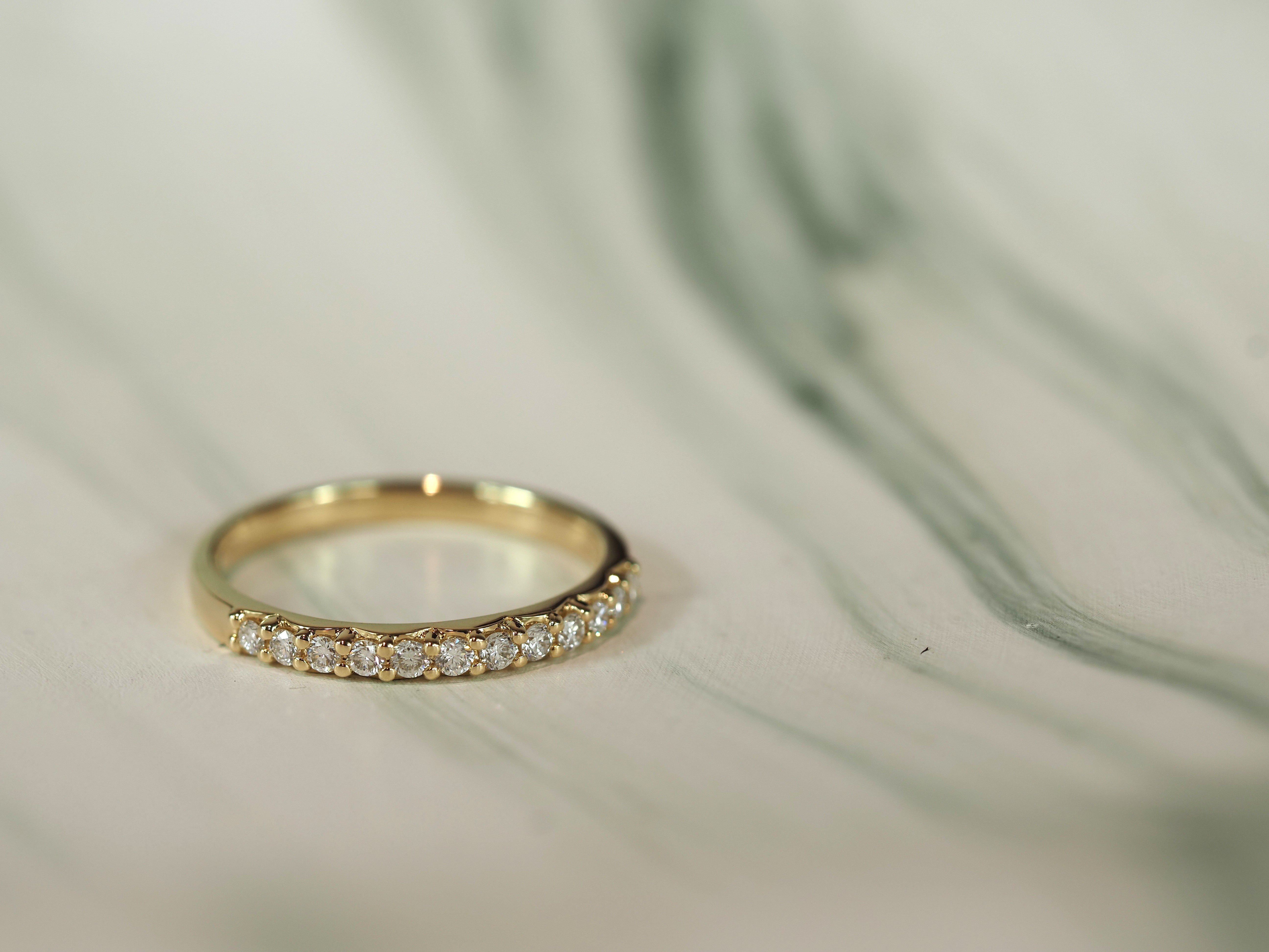 14ct Yellow Gold Lab-Grown Round Brilliant Cut Diamond Band, 0.25ct total