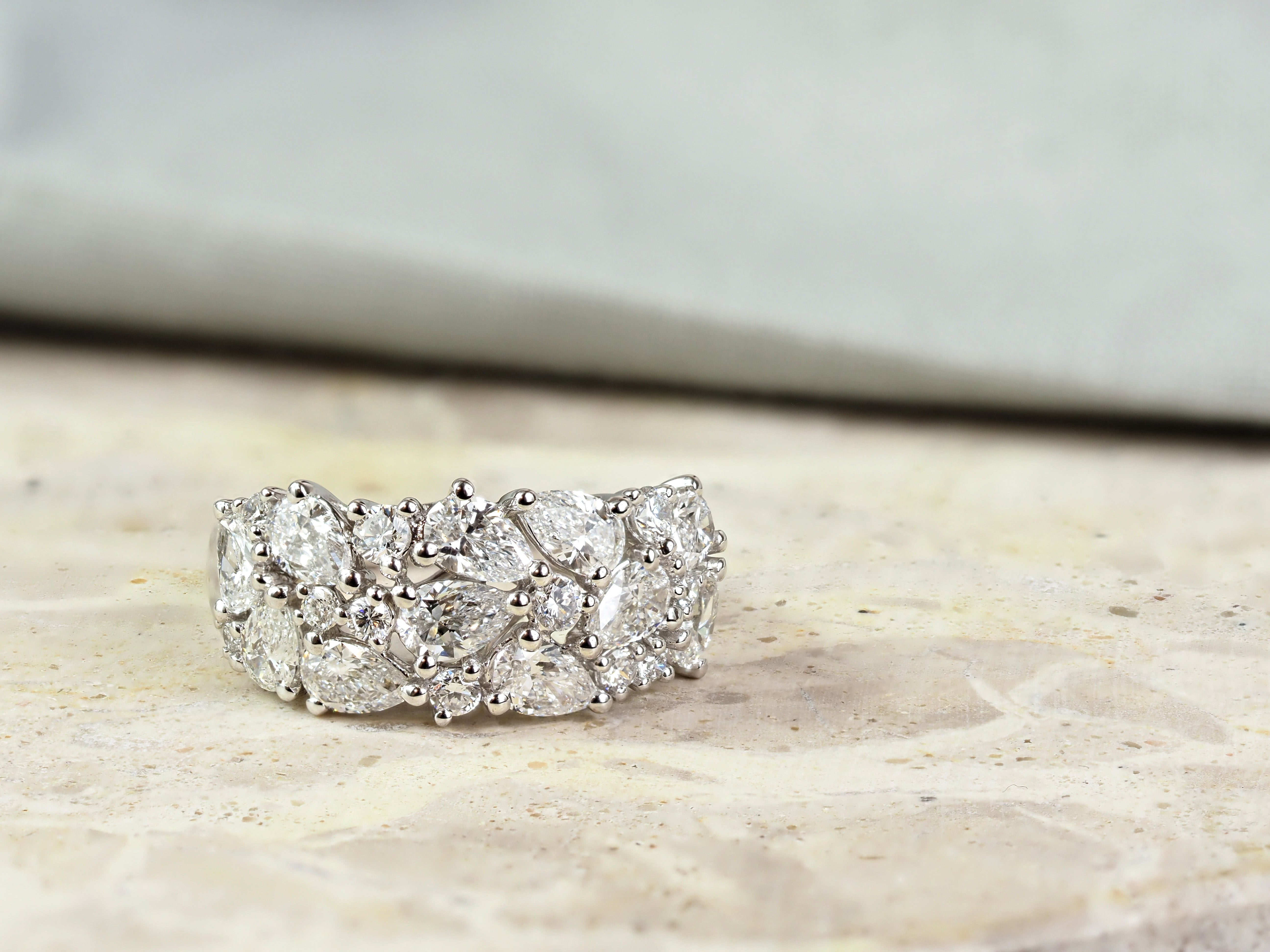 10ct White Gold Mixed-Cut Lab-Grown Diamond Dress Ring, 2.41ct Total