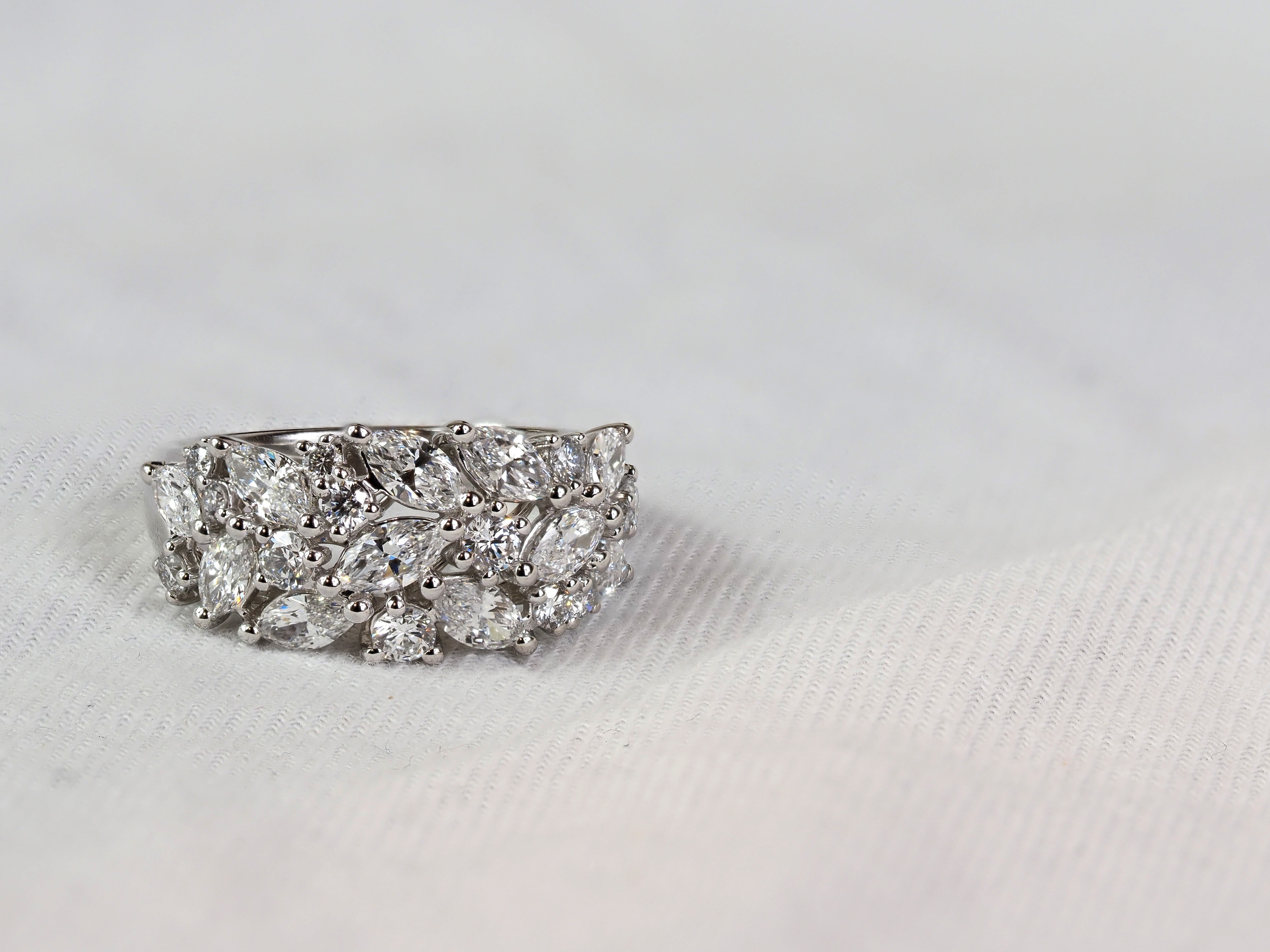 10ct White Gold Mixed-Cut Lab-Grown Diamond Dress Ring, 2.03ct Total