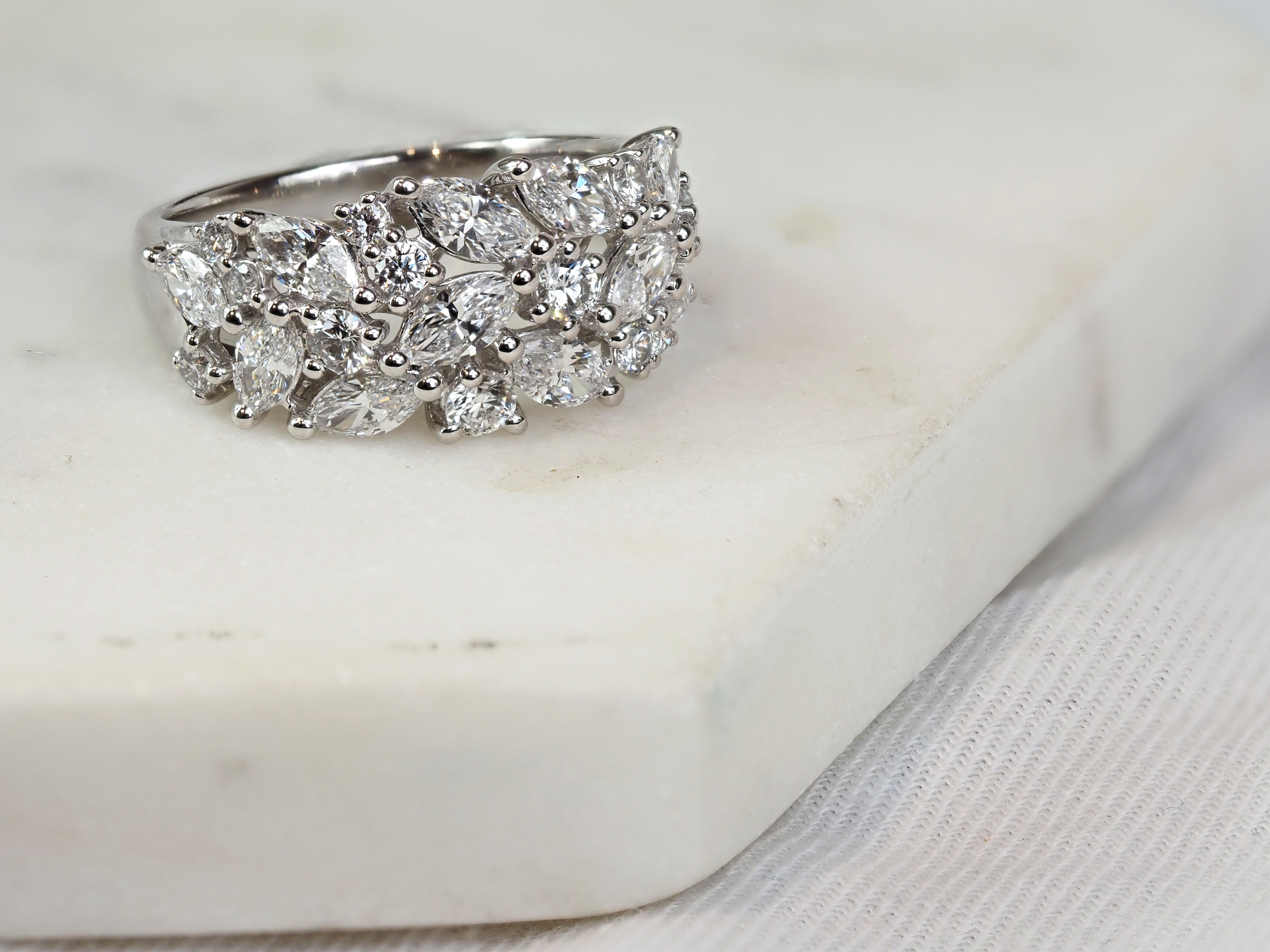 10ct White Gold Mixed-Cut Lab-Grown Diamond Dress Ring, 2.03ct Total