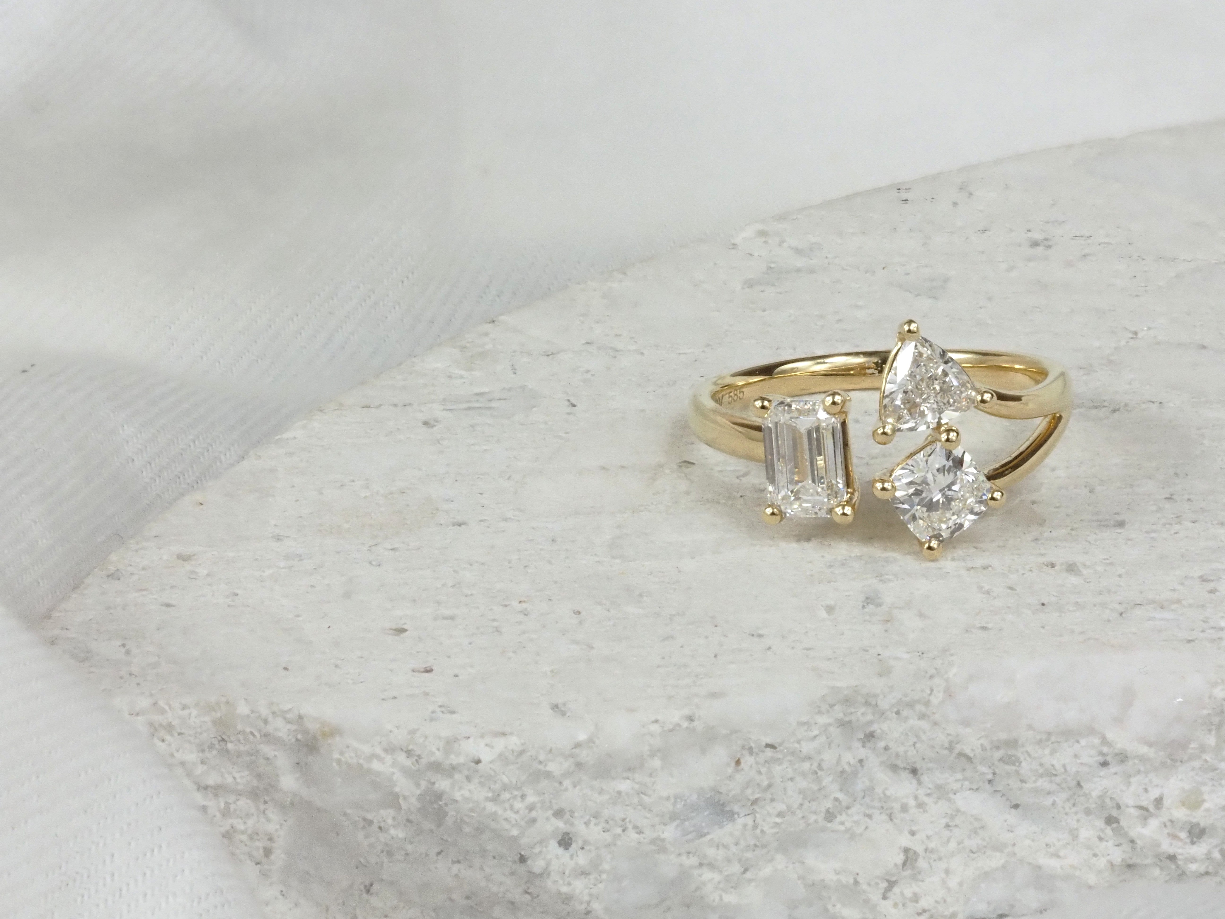 9ct Yellow Gold Multi Shape Lab-Grown Diamond Ring, 1.56ct Total