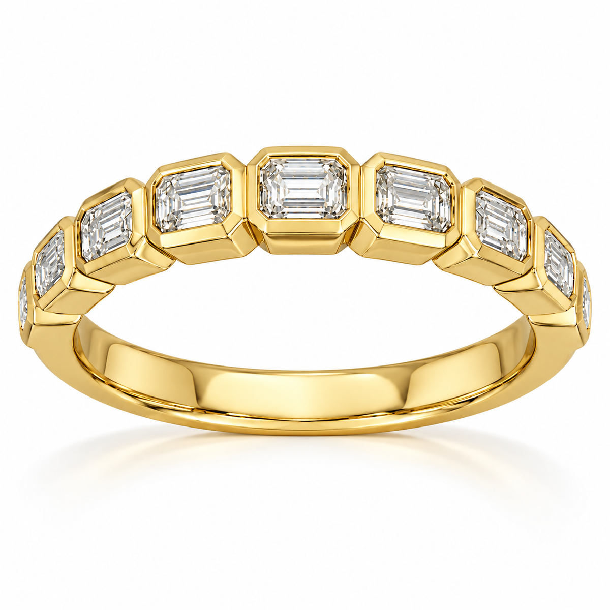 18ct Yellow Gold Emerald Cut Lab-Grown Diamond Ring, 0.87ct Total