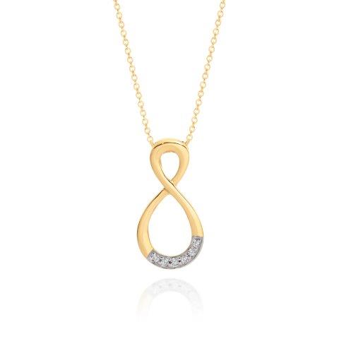 9ct Yellow Gold Diamond Infinity Pendant