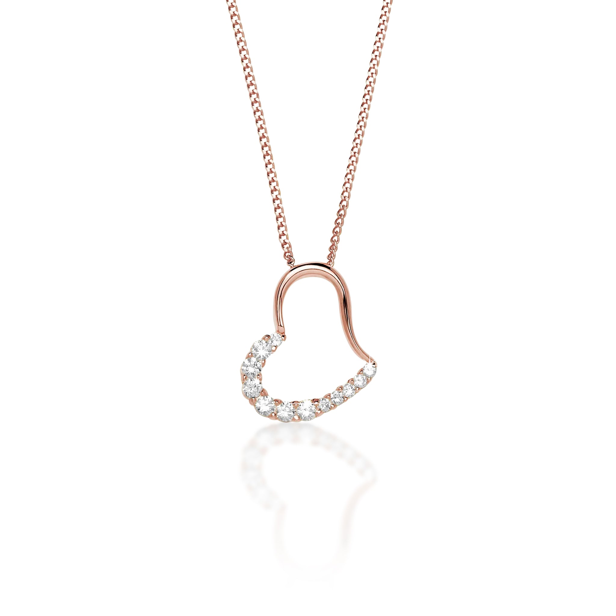9ct Rose Gold Cubic Zirconia Heart Pendant