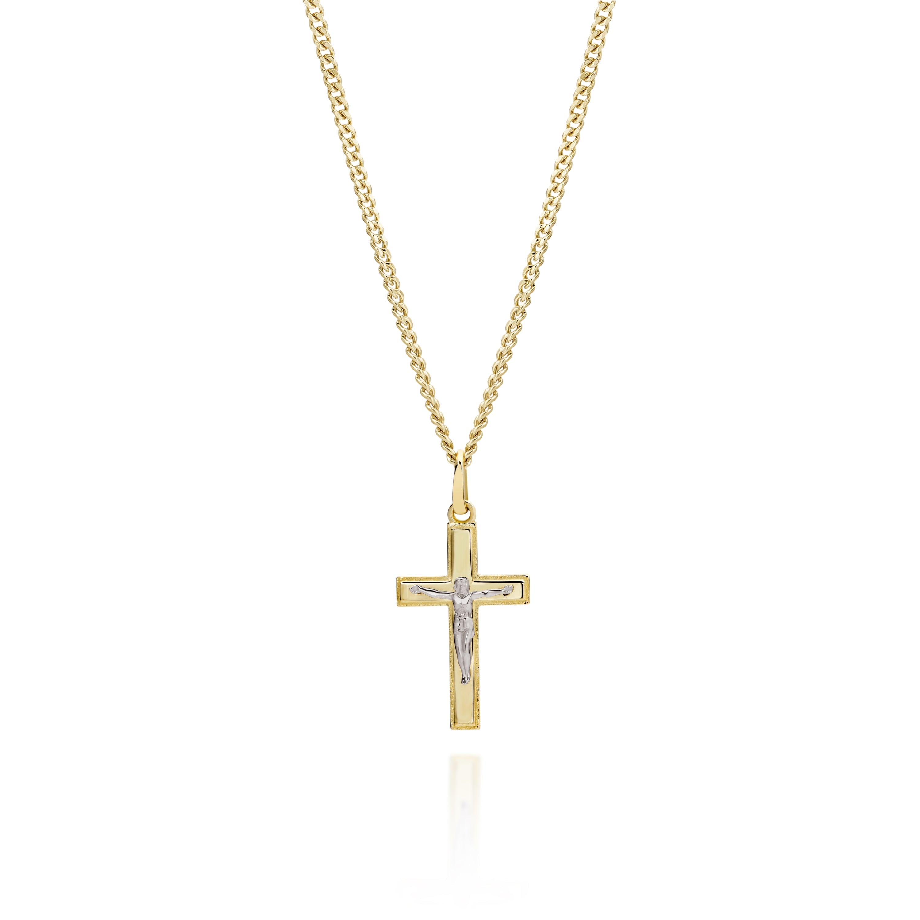 9ct yellow and white gold crucifix pendant