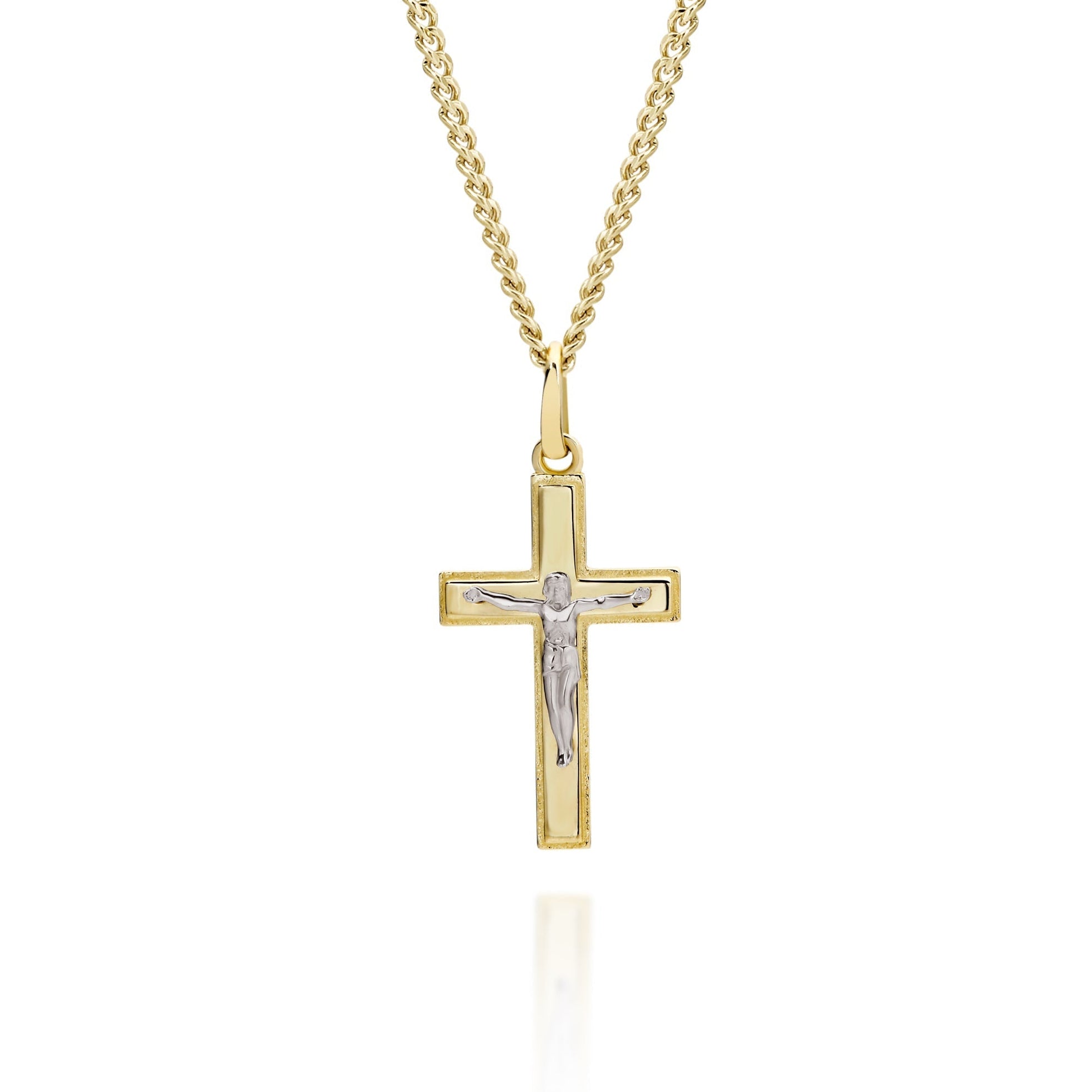 9ct Yellow and White Gold Crucifix Pendant