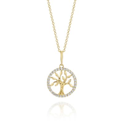9ct Yellow Gold Stone Set Tree of Life Pendant