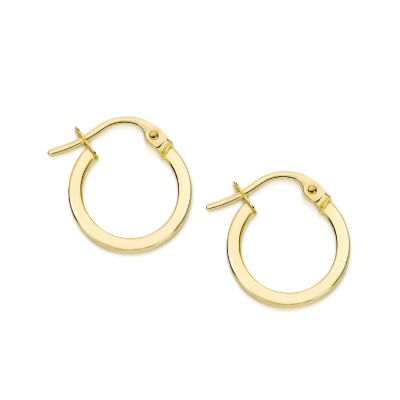 9ct Yellow Gold Square Tube Hoop Earrings