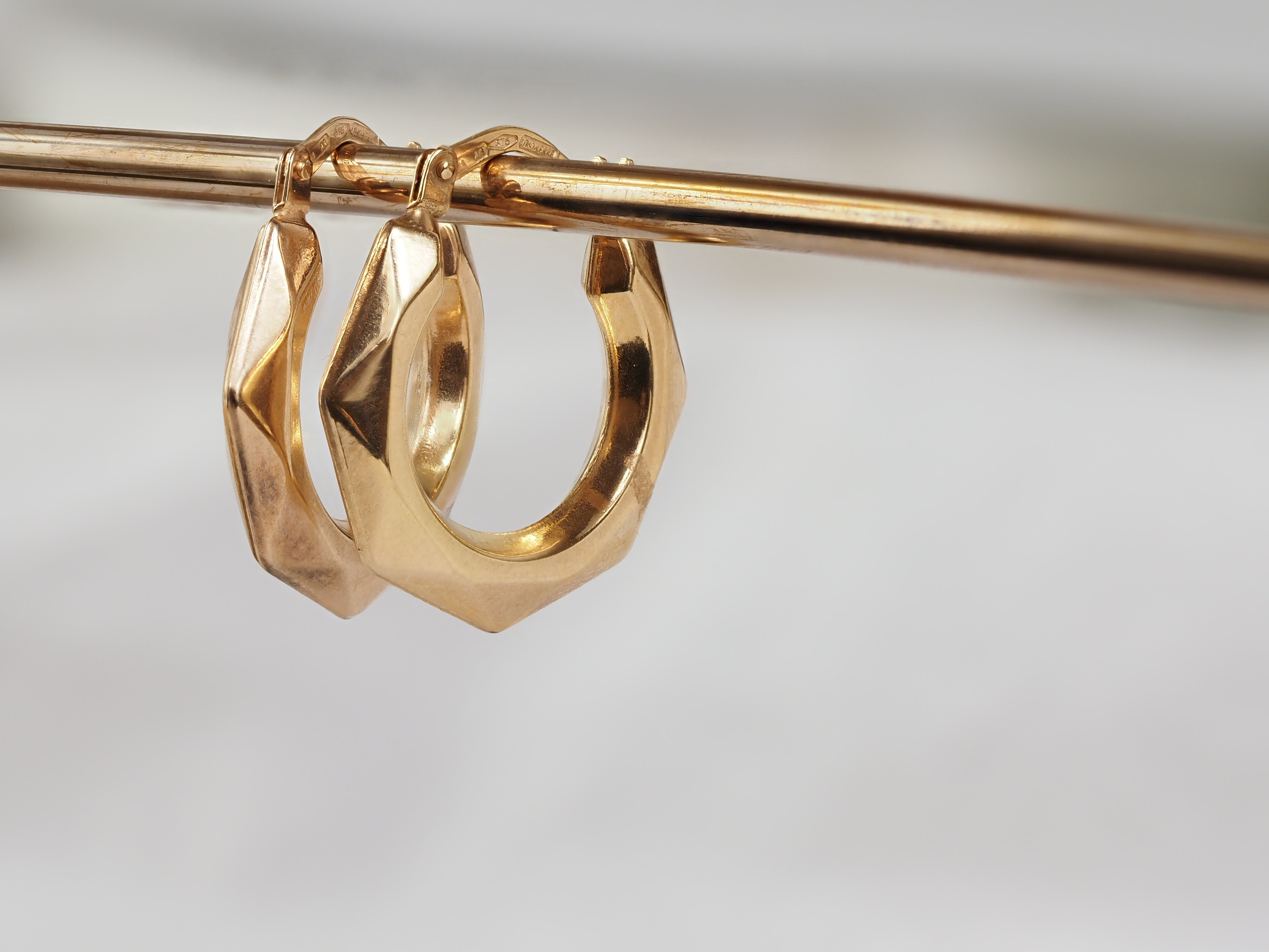9ct Yellow Gold Geometric Hoop Earrings