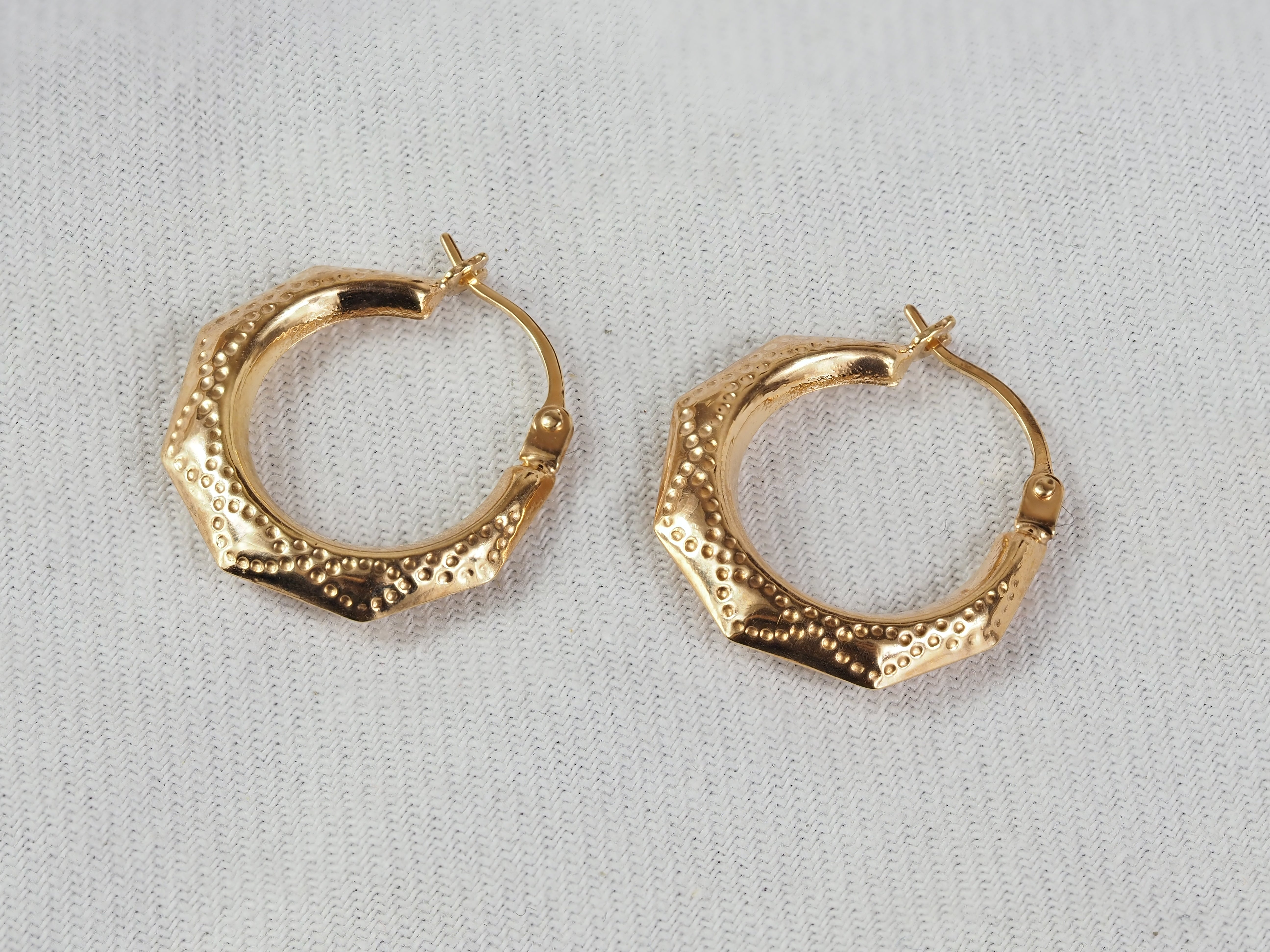 9ct Yellow Gold Octagonal Hoop Earrings