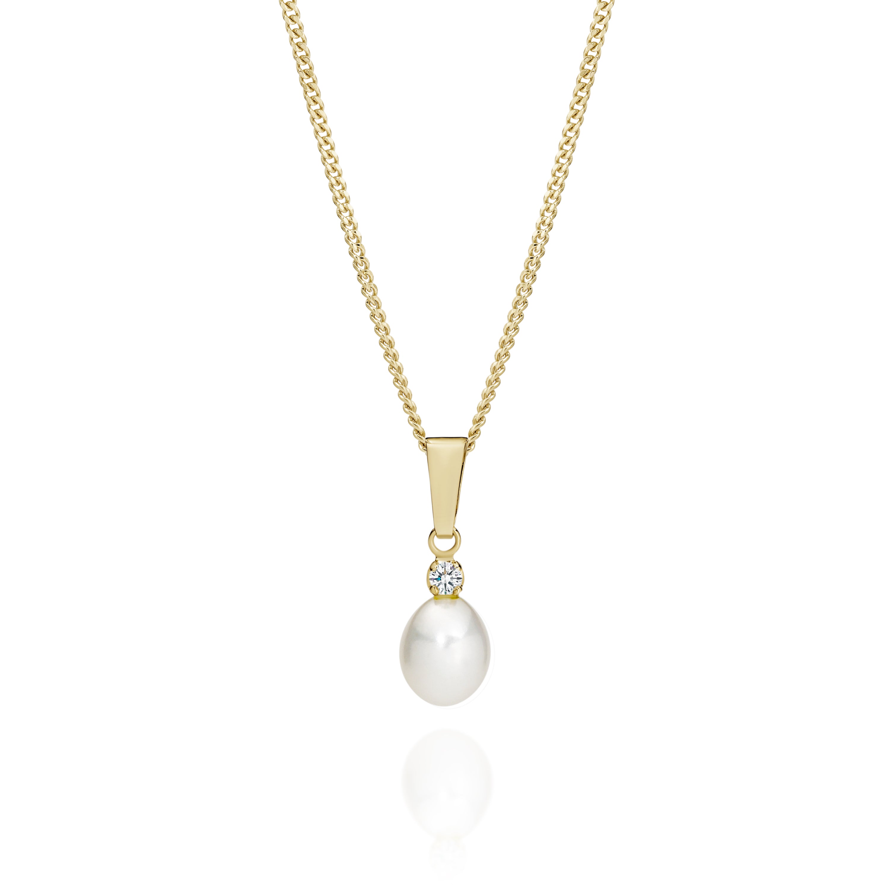9ct yellow gold freshwater pearl and stone set pendant