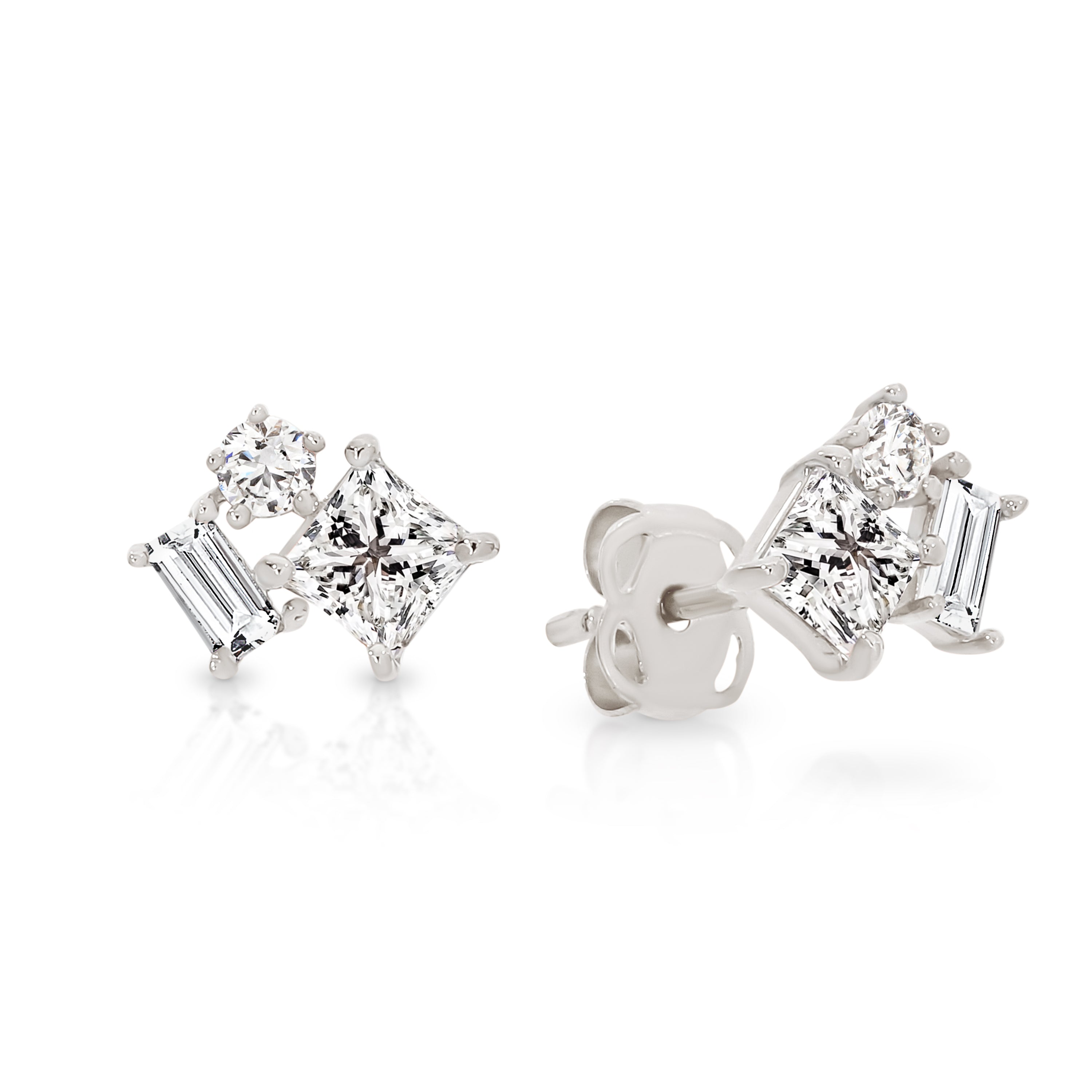 9ct white gold scatter studs
